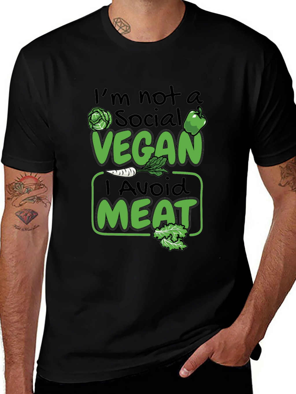 Funny Vegan Avoid Meat Graphic T-Shirt