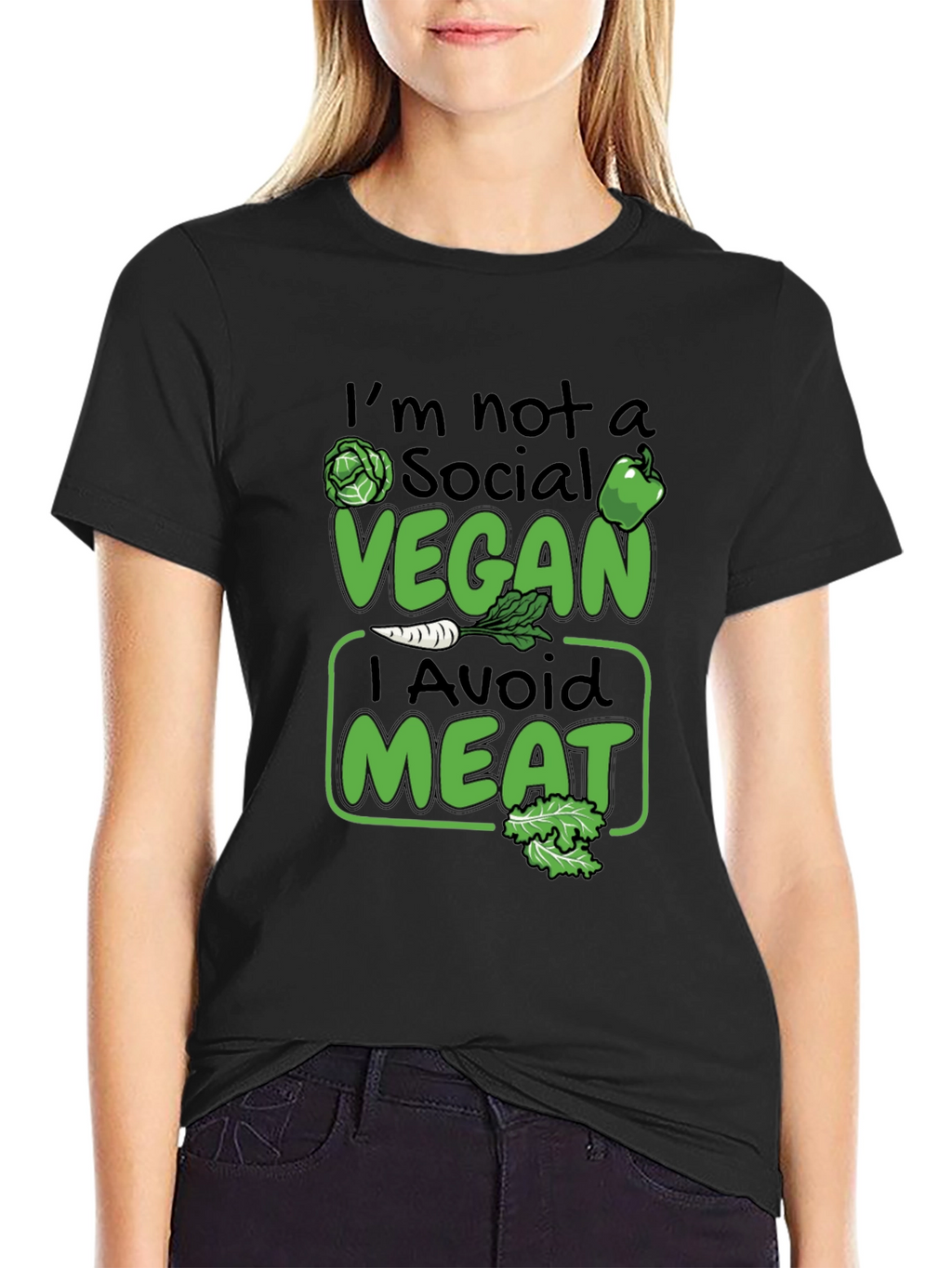 Funny Vegan Avoid Meat Graphic T-Shirt