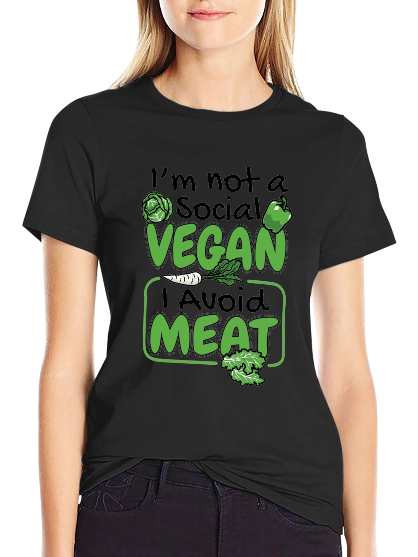 Funny Vegan Avoid Meat Graphic T-Shirt