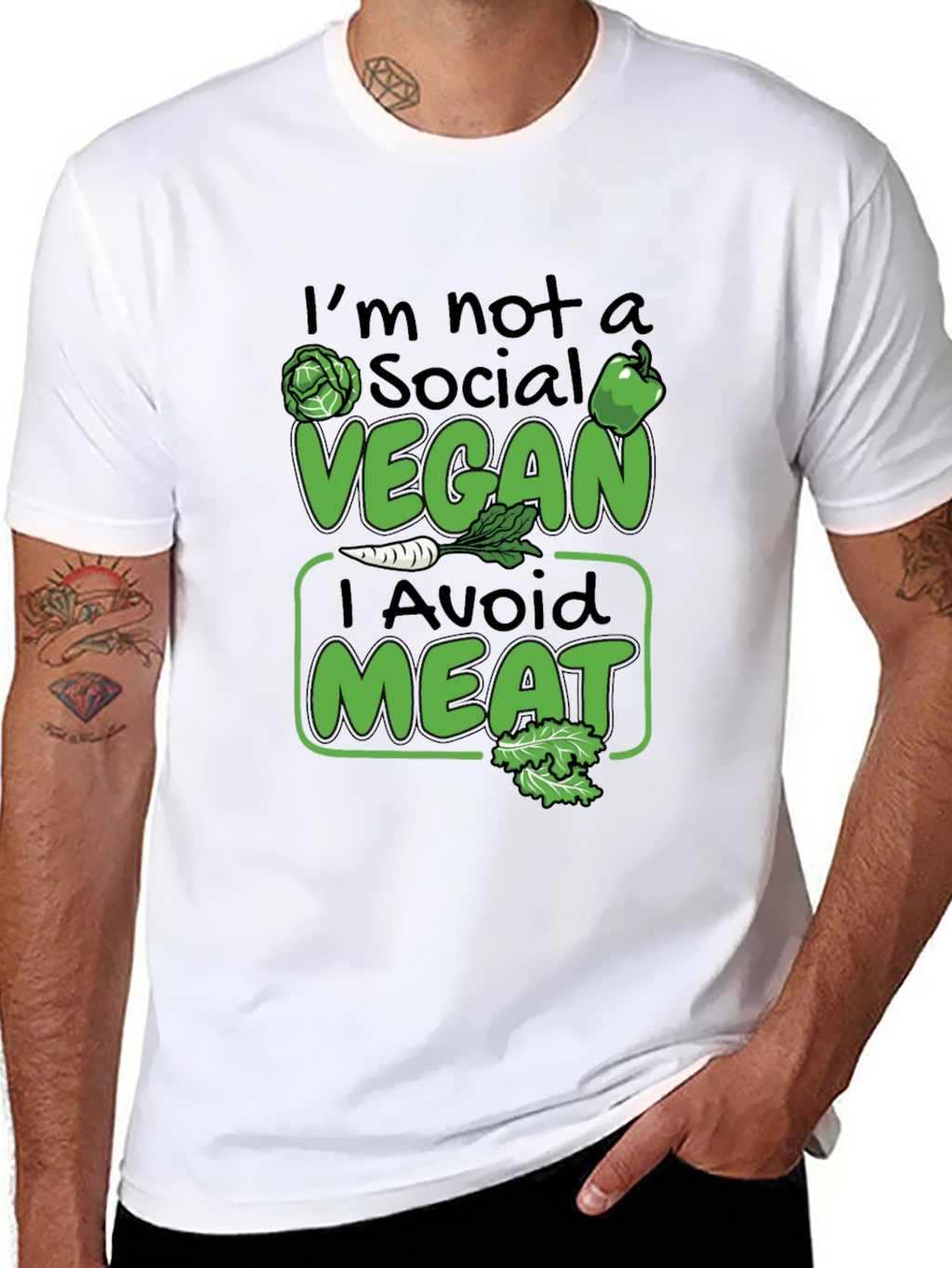 Funny Vegan Avoid Meat Graphic T-Shirt