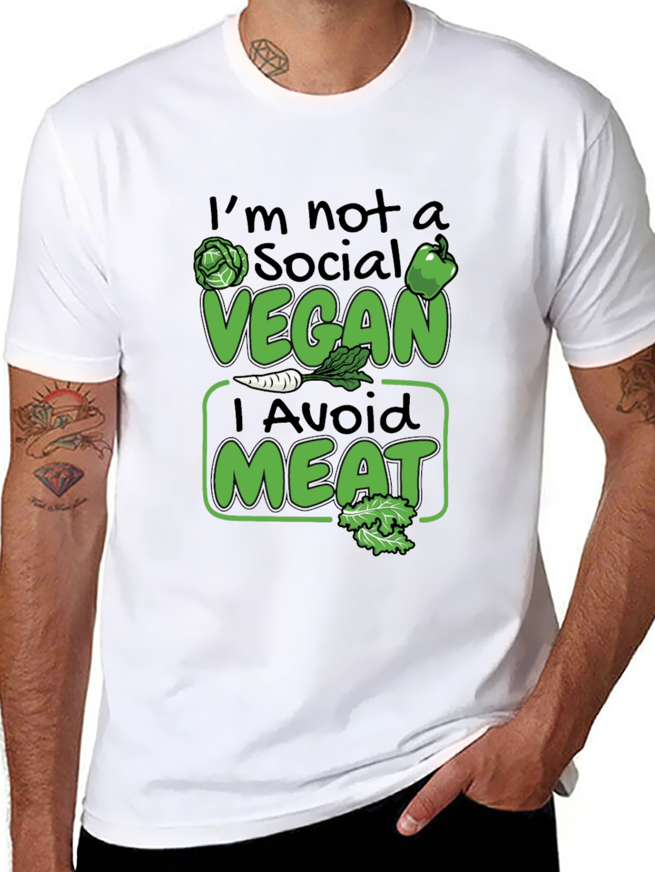 Funny Vegan Avoid Meat Graphic T-Shirt