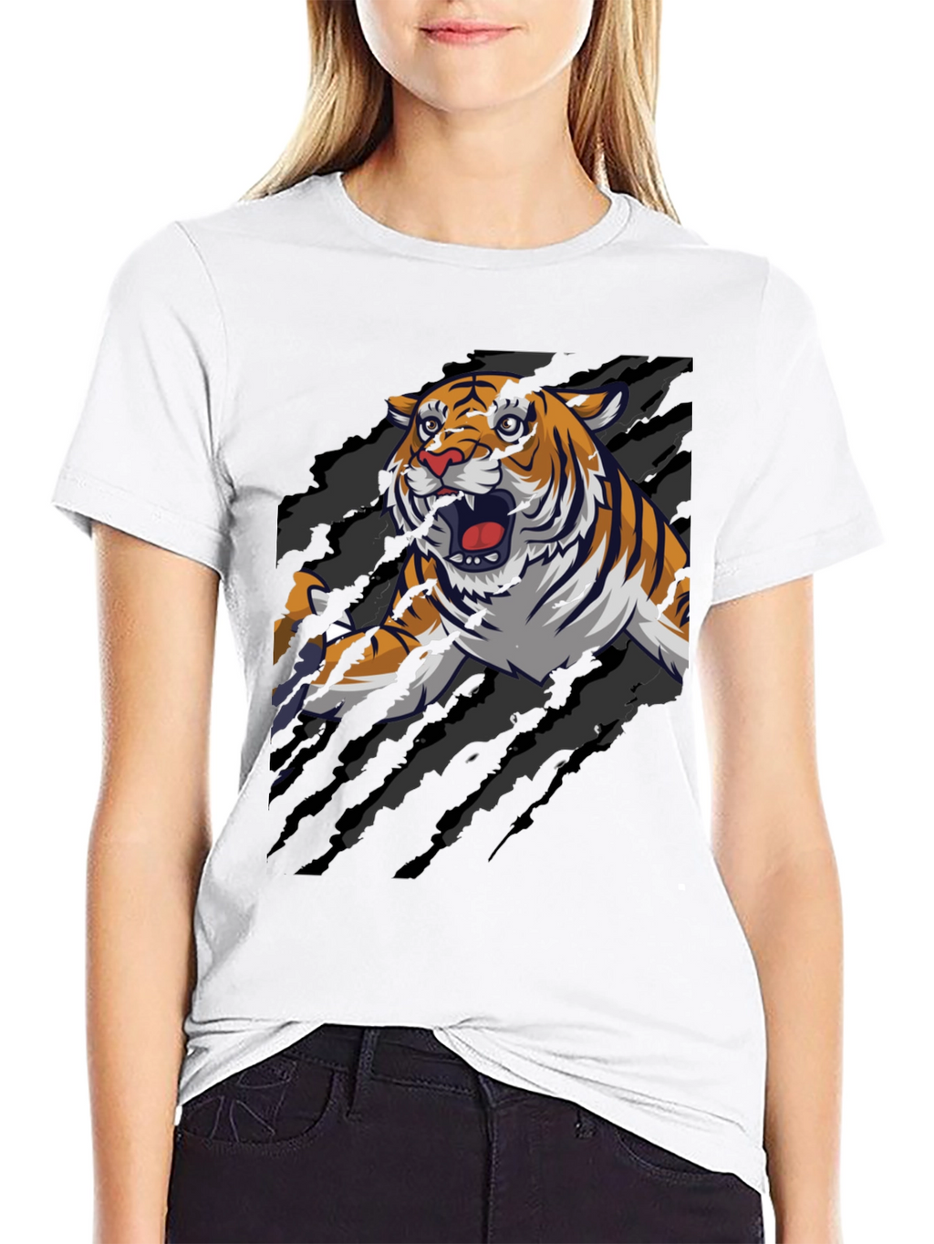 Roaring Tiger Graphic Print T-Shirt