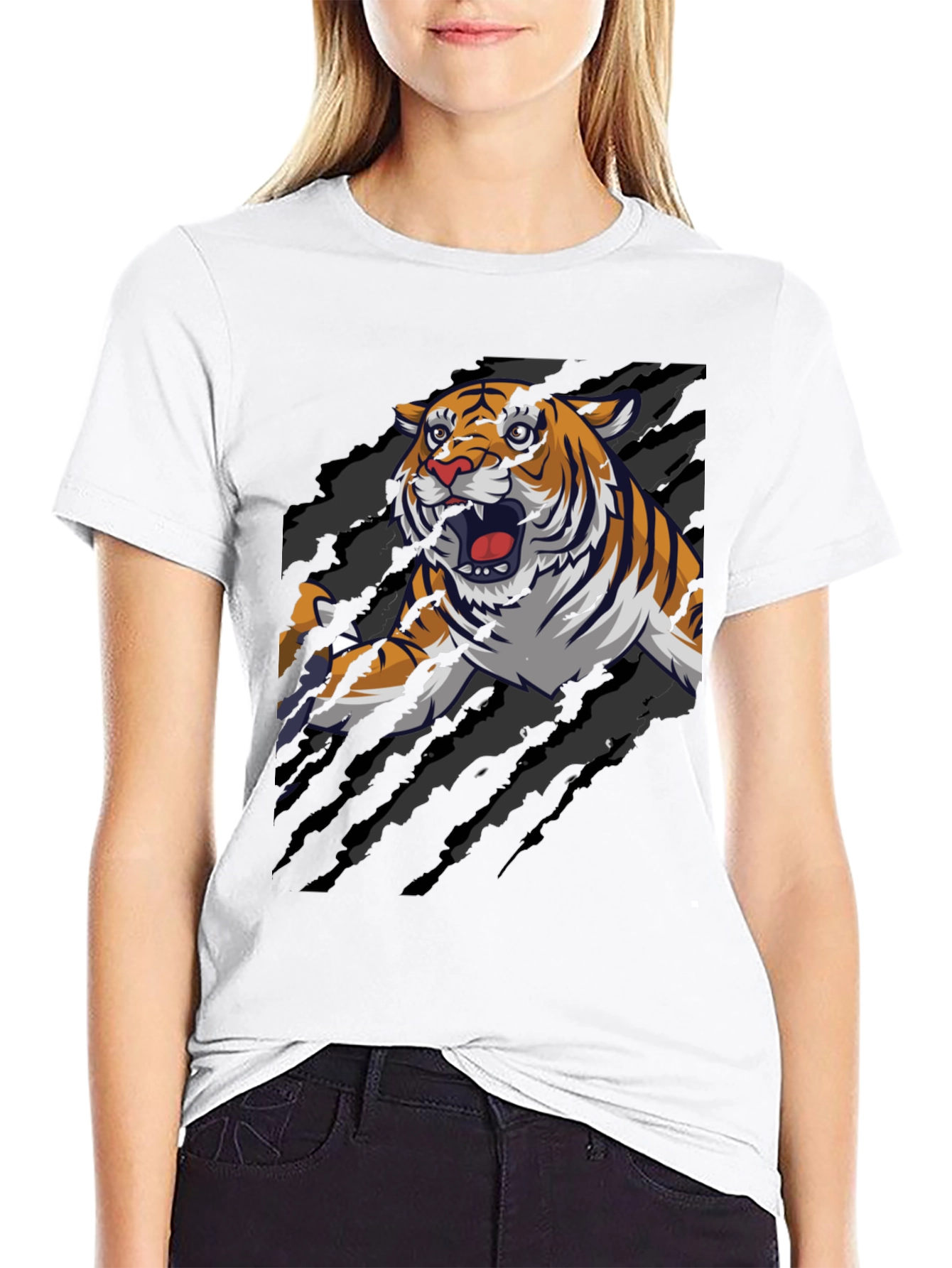 Roaring Tiger Graphic Print T-Shirt