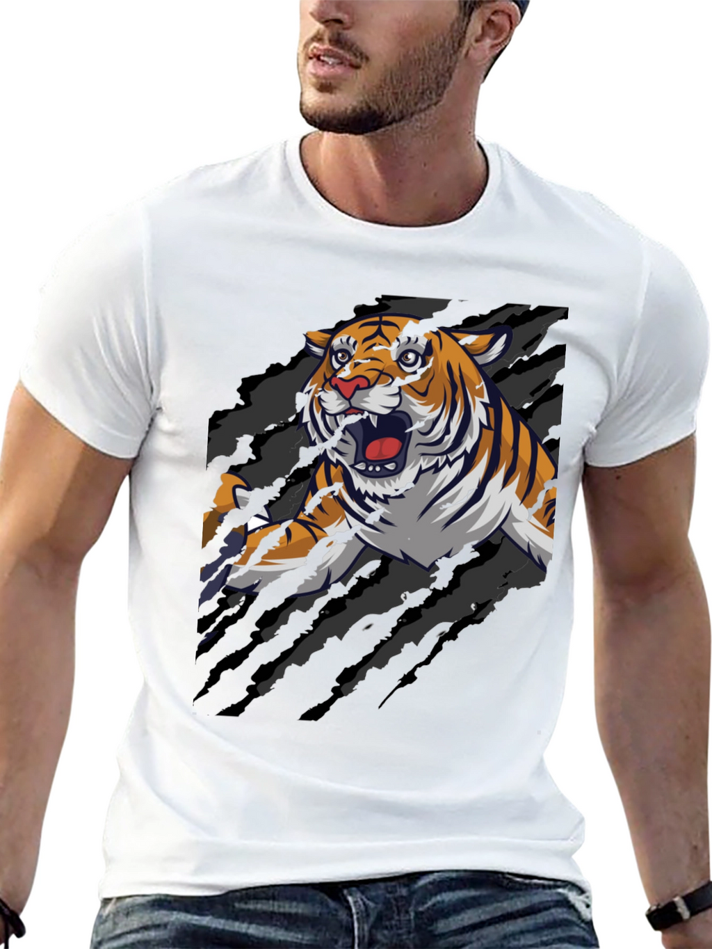 Roaring Tiger Graphic Print T-Shirt