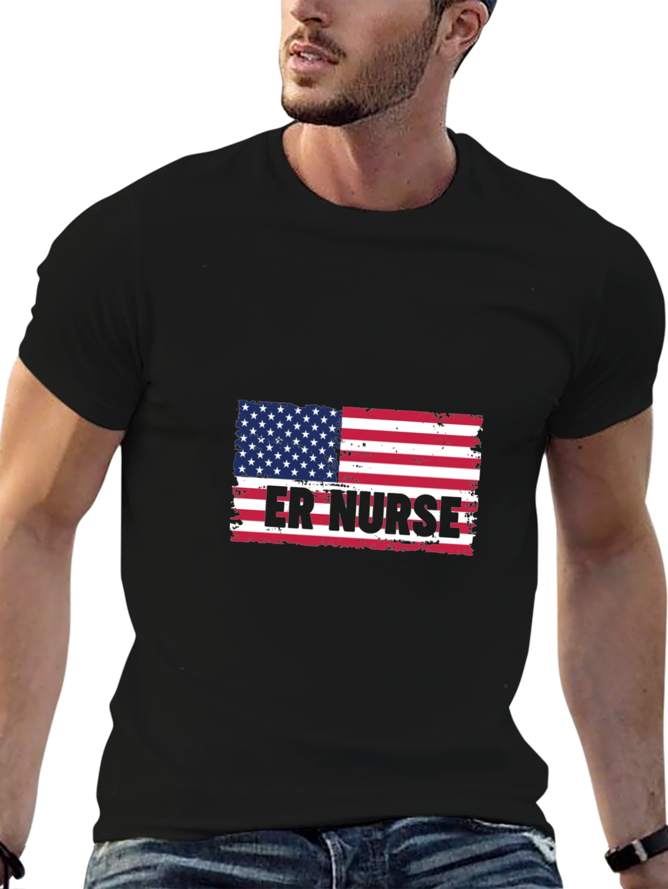 ER Nurse American Flag T-Shirt - Patriotic Medical Apparel
