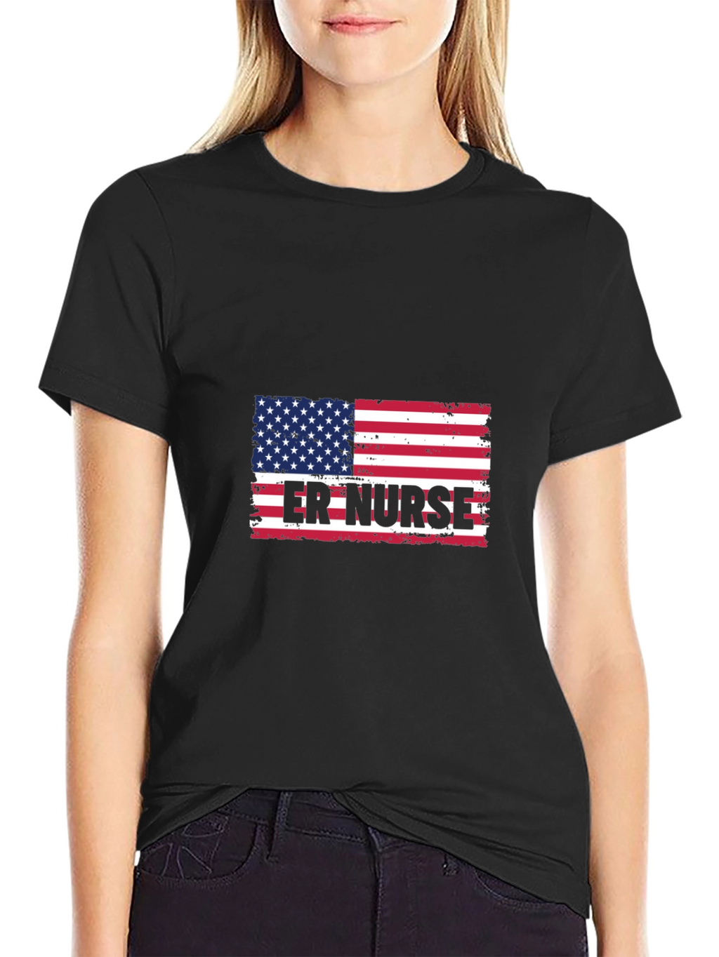 ER Nurse American Flag T-Shirt - Patriotic Medical Apparel