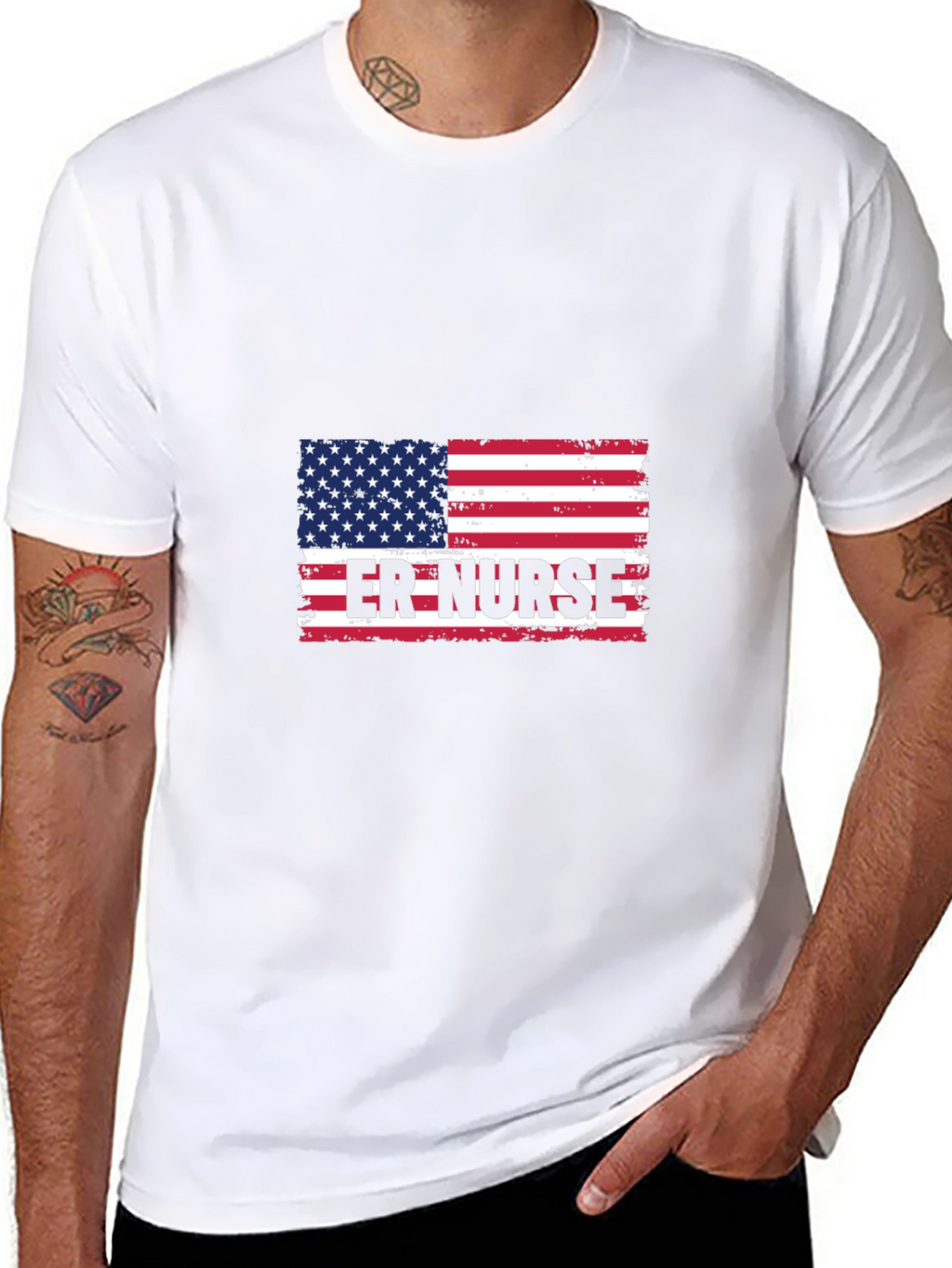 ER Nurse American Flag T-Shirt - Patriotic Medical Apparel