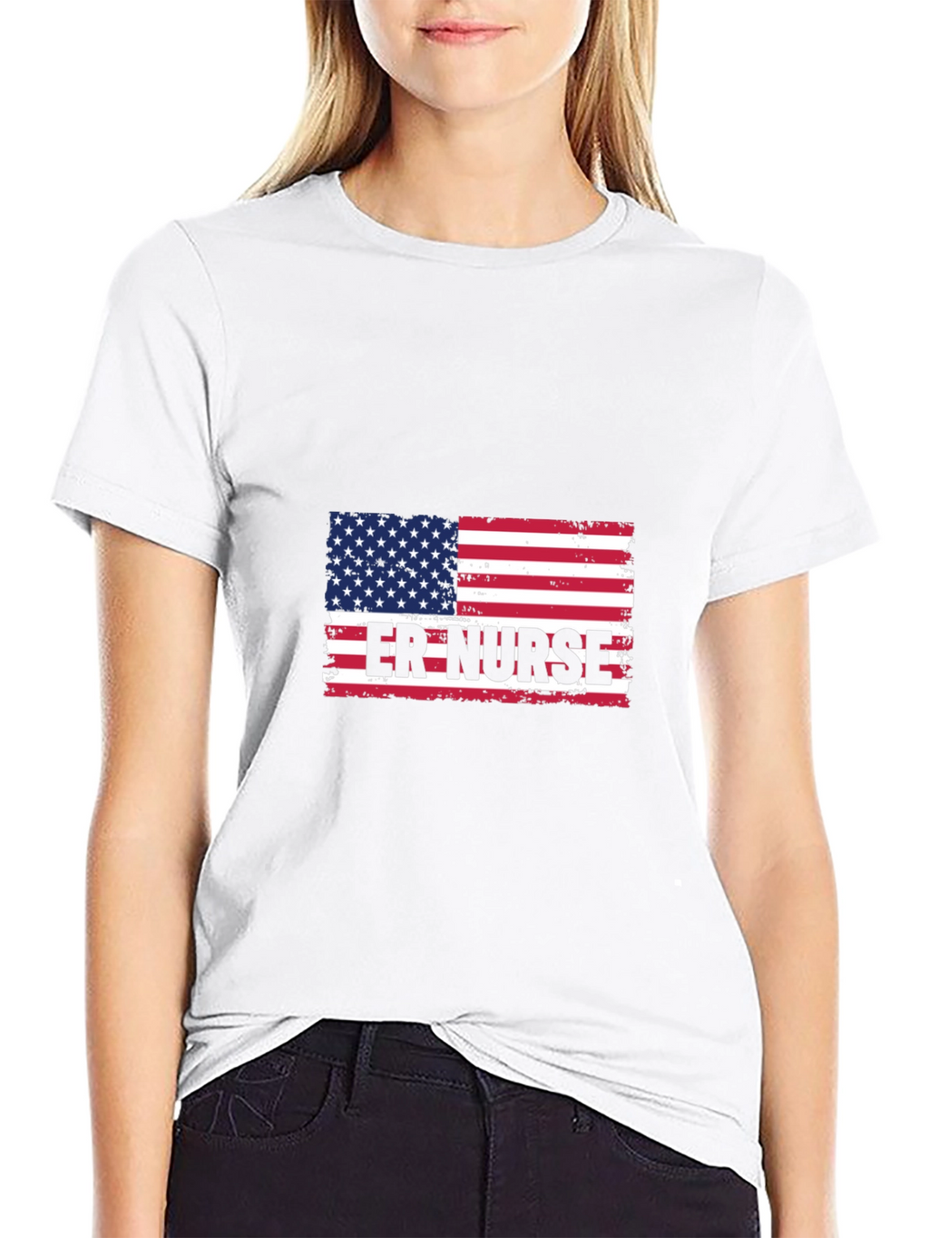 ER Nurse American Flag T-Shirt - Patriotic Medical Apparel