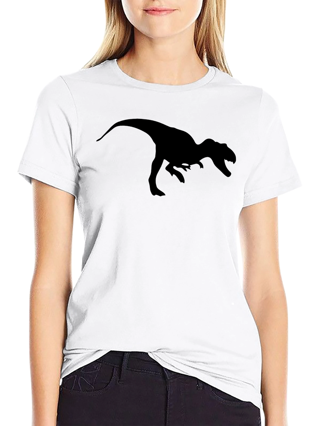 Dinosaur T-Rex Graphic Print Black Cotton Tee