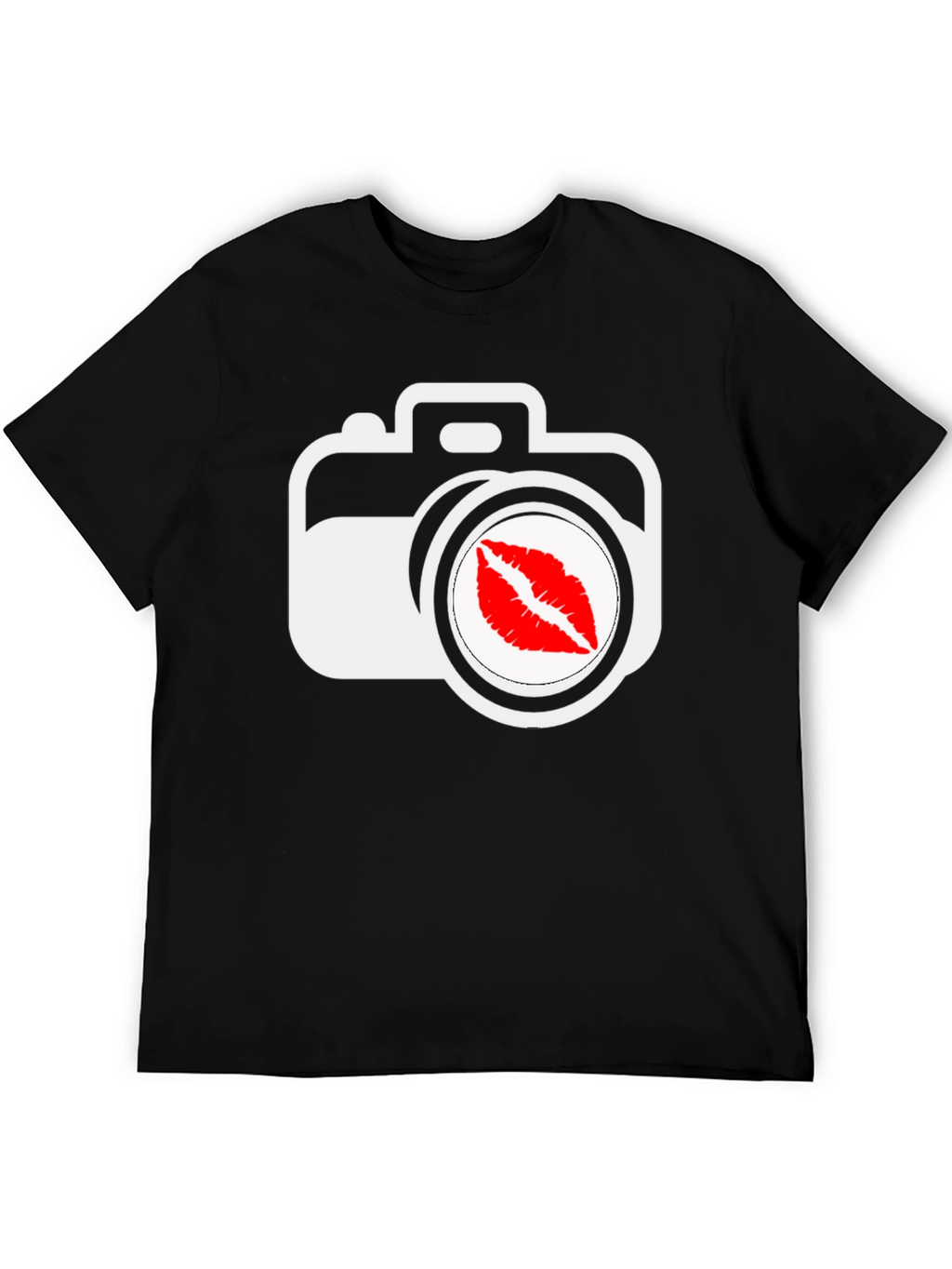 Camera Kiss Graphic T-Shirt - Black