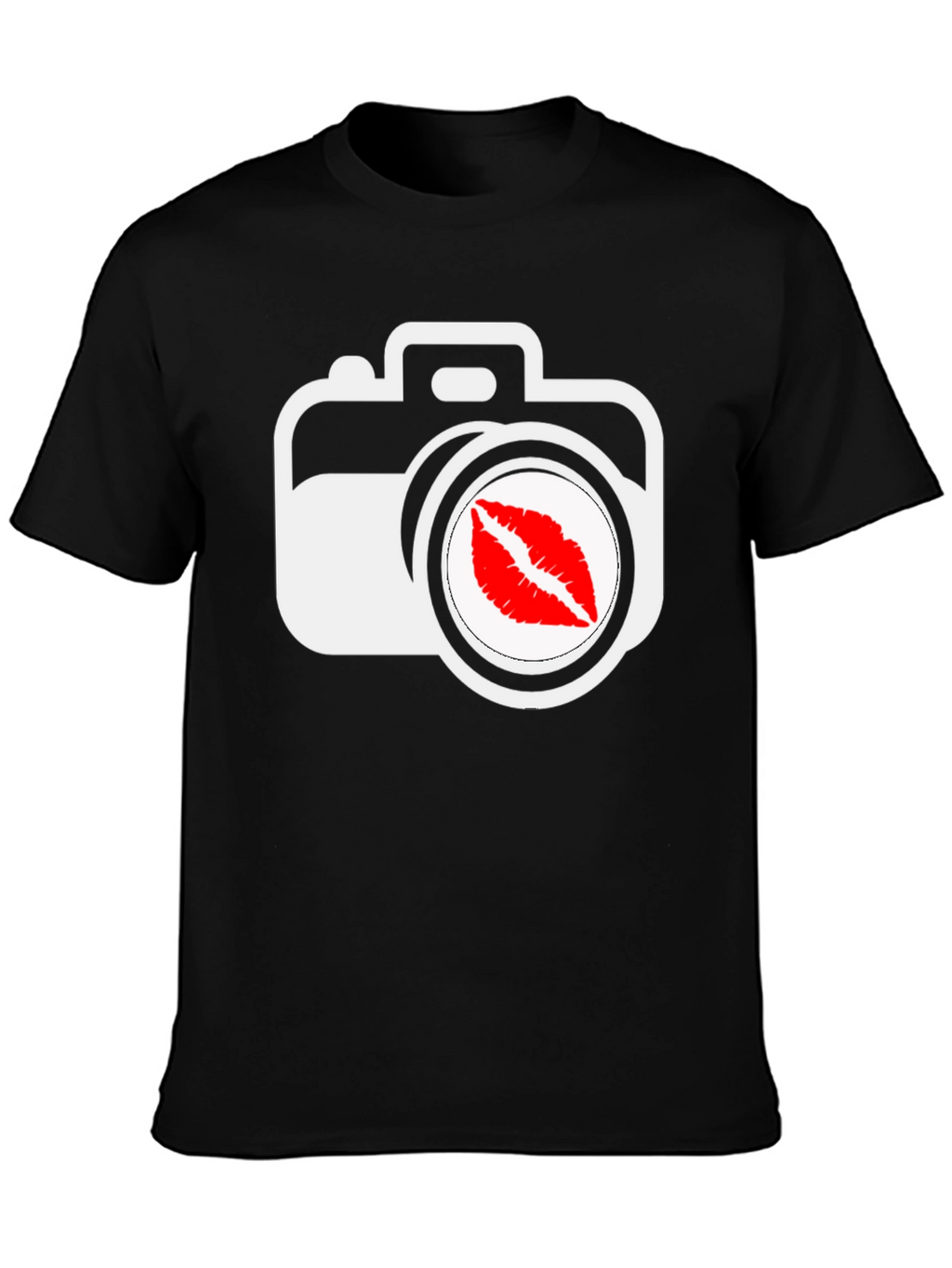 Camera Kiss Graphic T-Shirt - Black