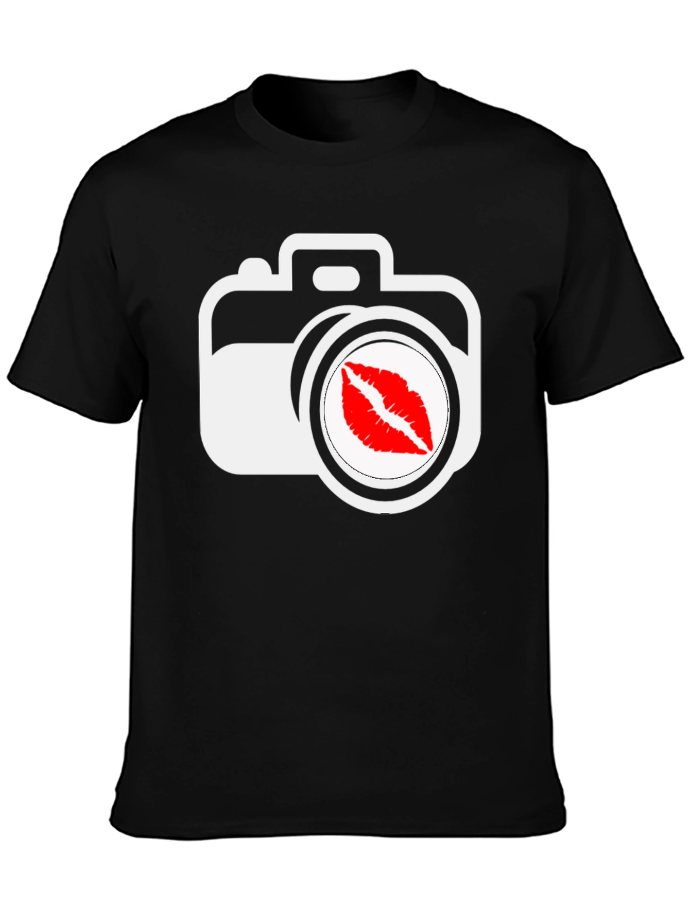 Camera Kiss Graphic T-Shirt - Black
