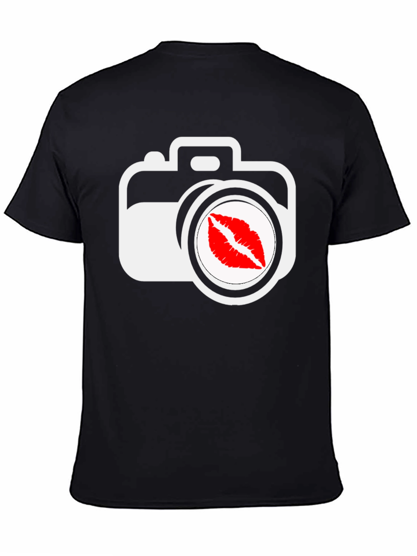 Camera Kiss Graphic T-Shirt - Black