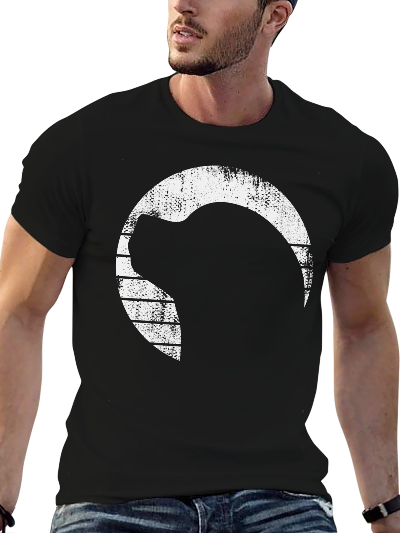 Cool Retro Bear Silhouette T-Shirt - Black