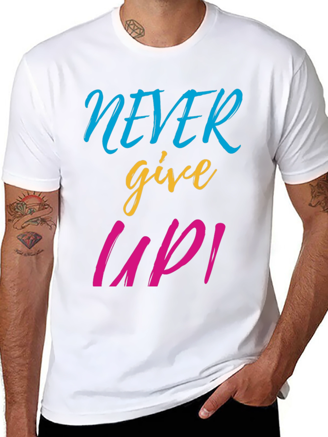 Never Give Up Graphic Tee - Motivational T-Shirt