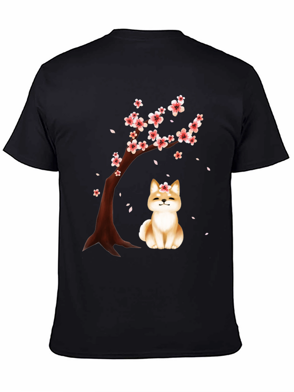 Sakura Shiba Inu Black T-Shirt