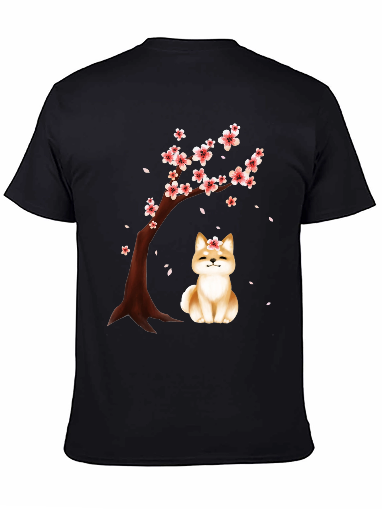 Sakura Shiba Inu Black T-Shirt