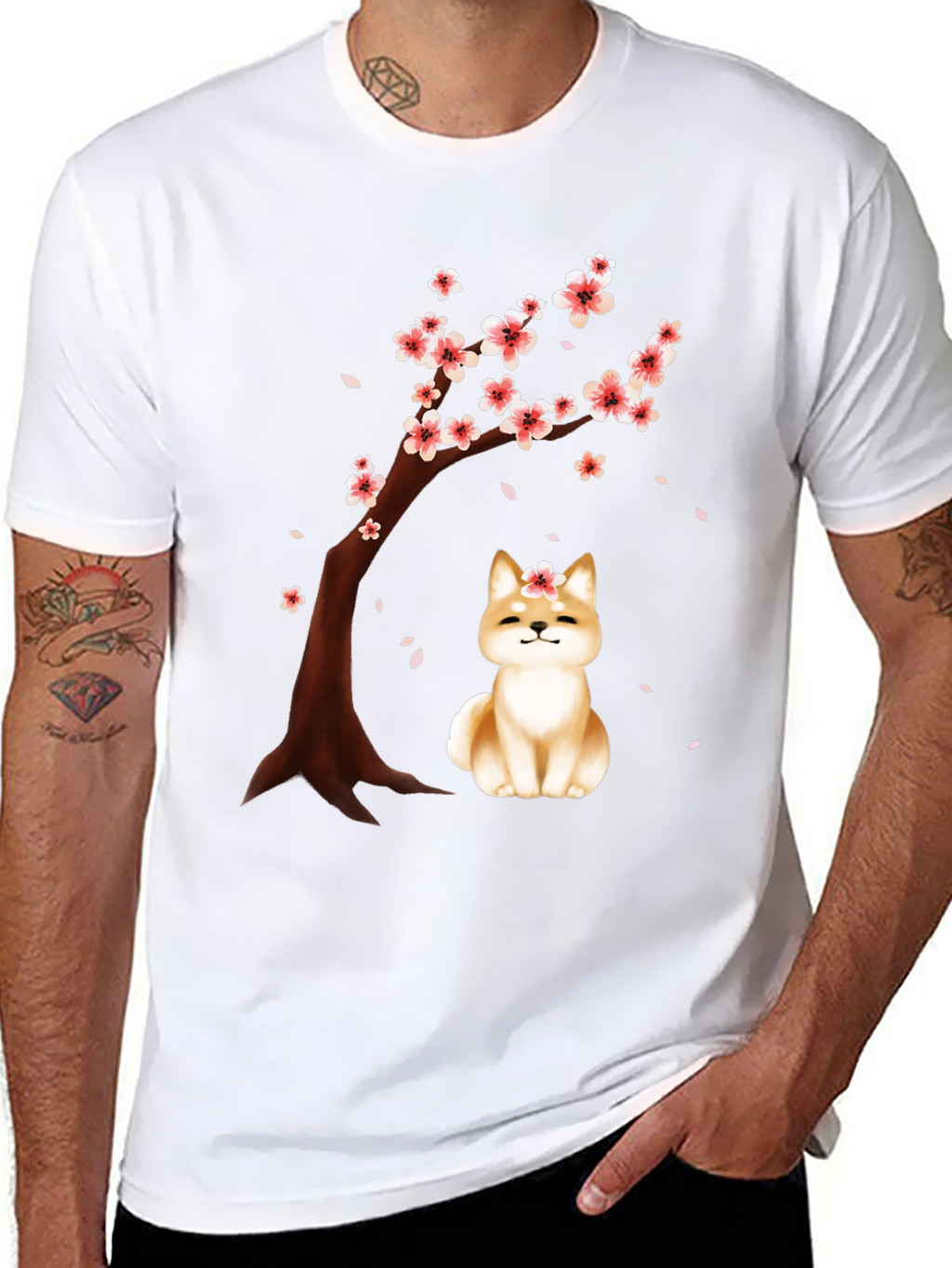Sakura Shiba Inu Black T-Shirt
