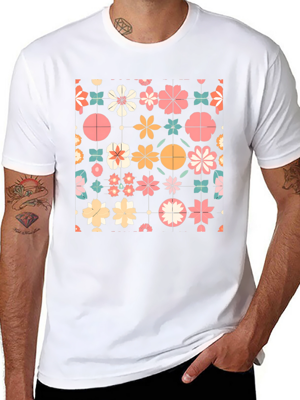 Floral Pattern T-Shirt - Retro Style
