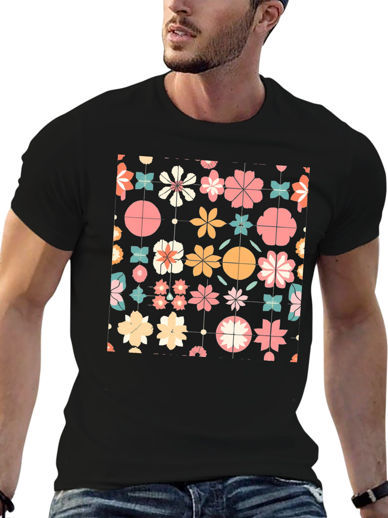 Floral Pattern T-Shirt - Retro Style