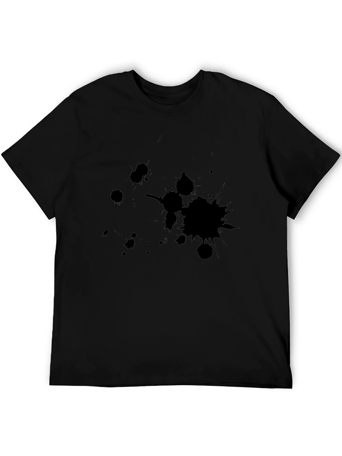 Mens Black Graphic Tee - Ink Splatter Design