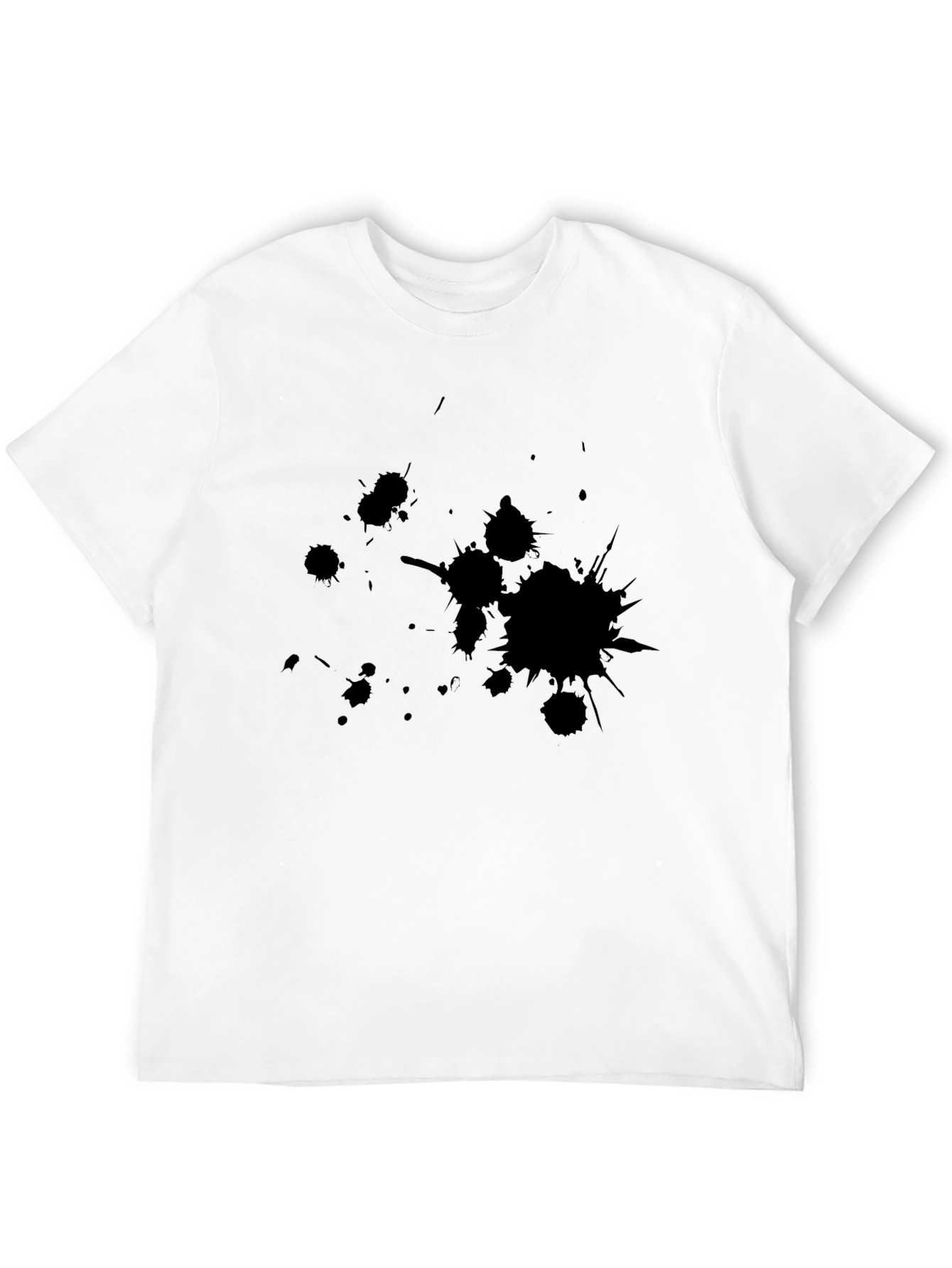 Mens Black Graphic Tee - Ink Splatter Design