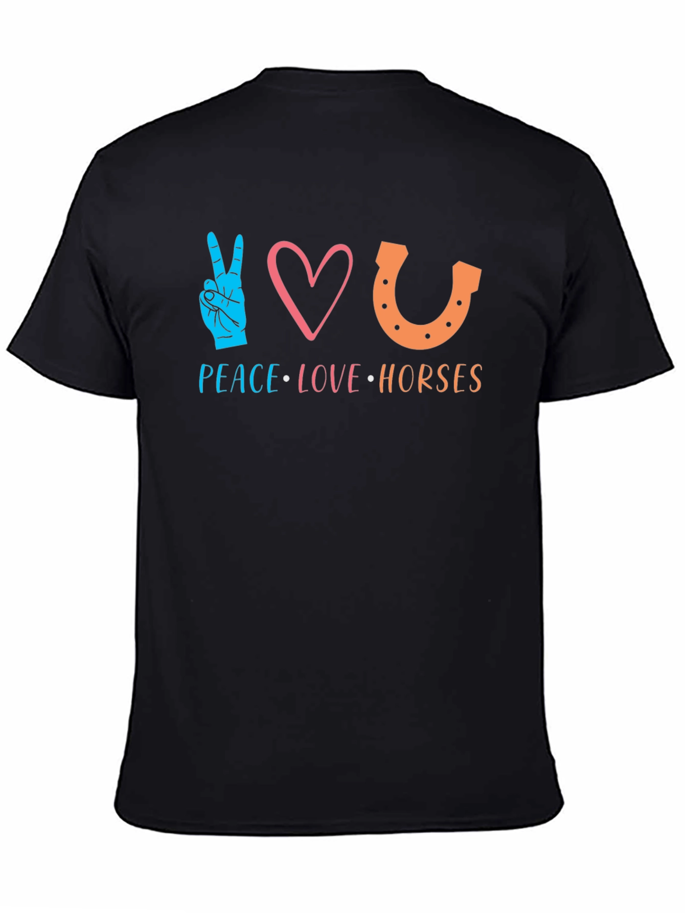 Peace Love Horses Graphic Tee - Unisex Black T-Shirt