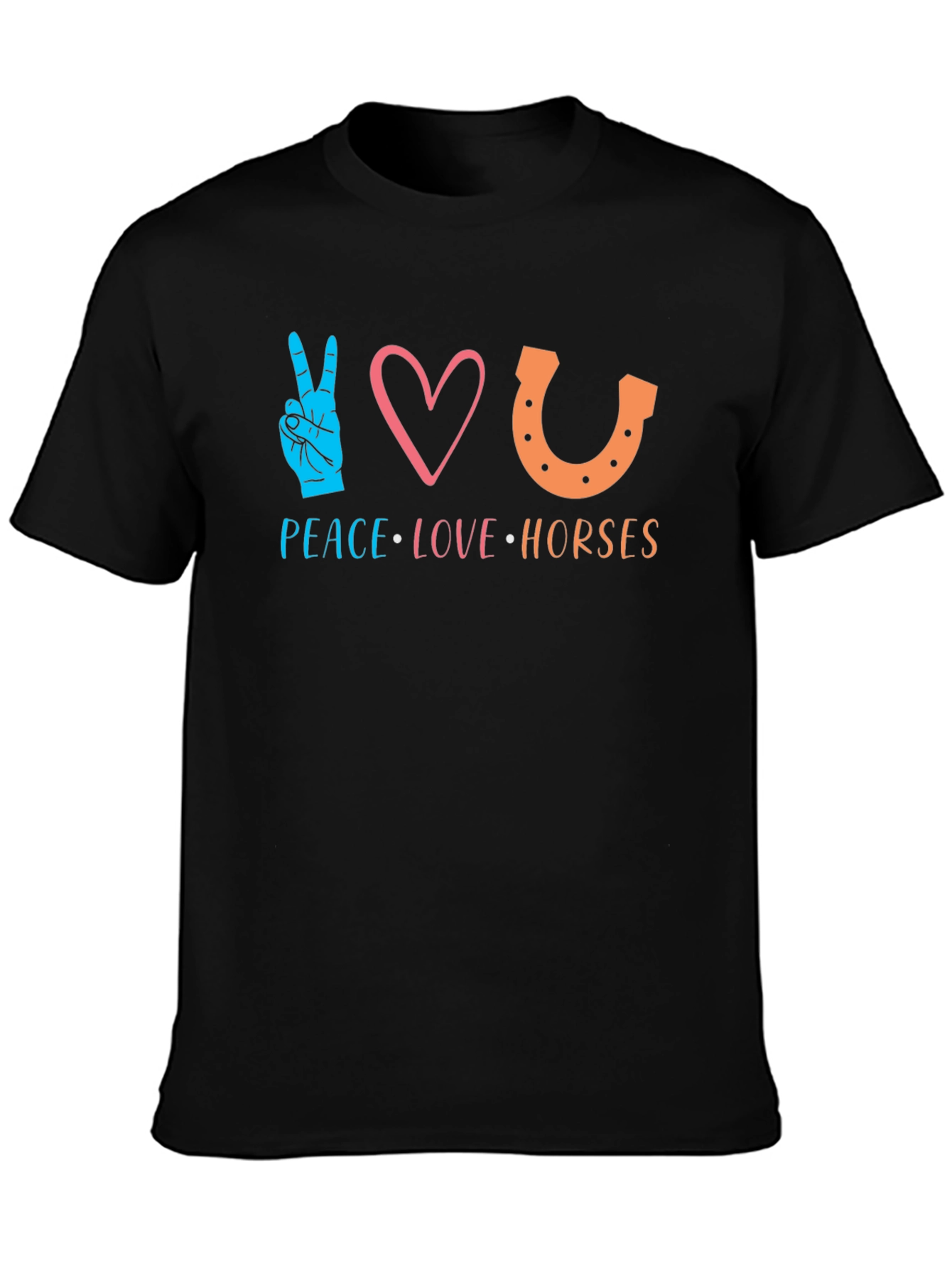 Peace Love Horses Graphic Tee - Unisex Black T-Shirt