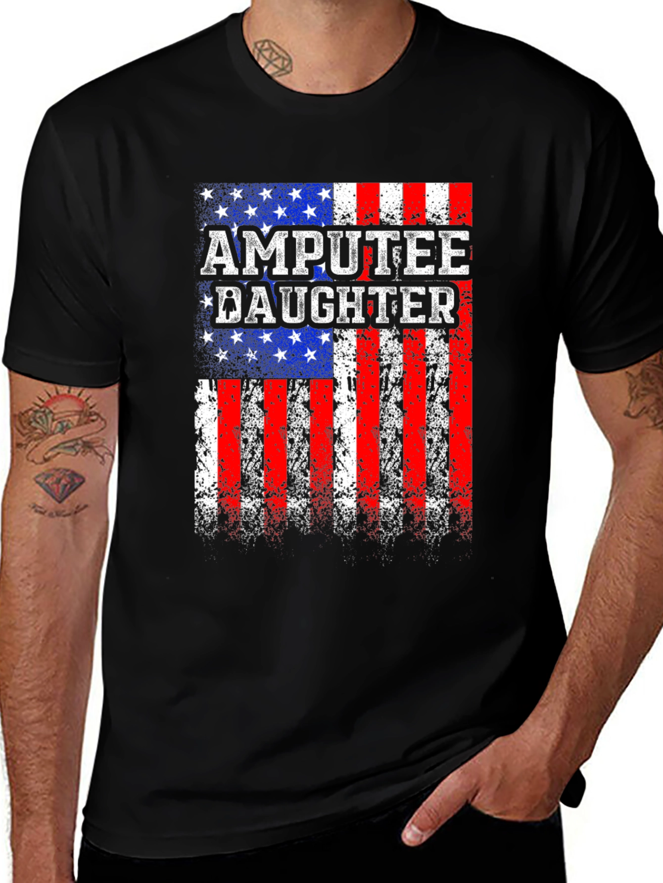 Amputee Daughter Patriotic USA Flag T-Shirt