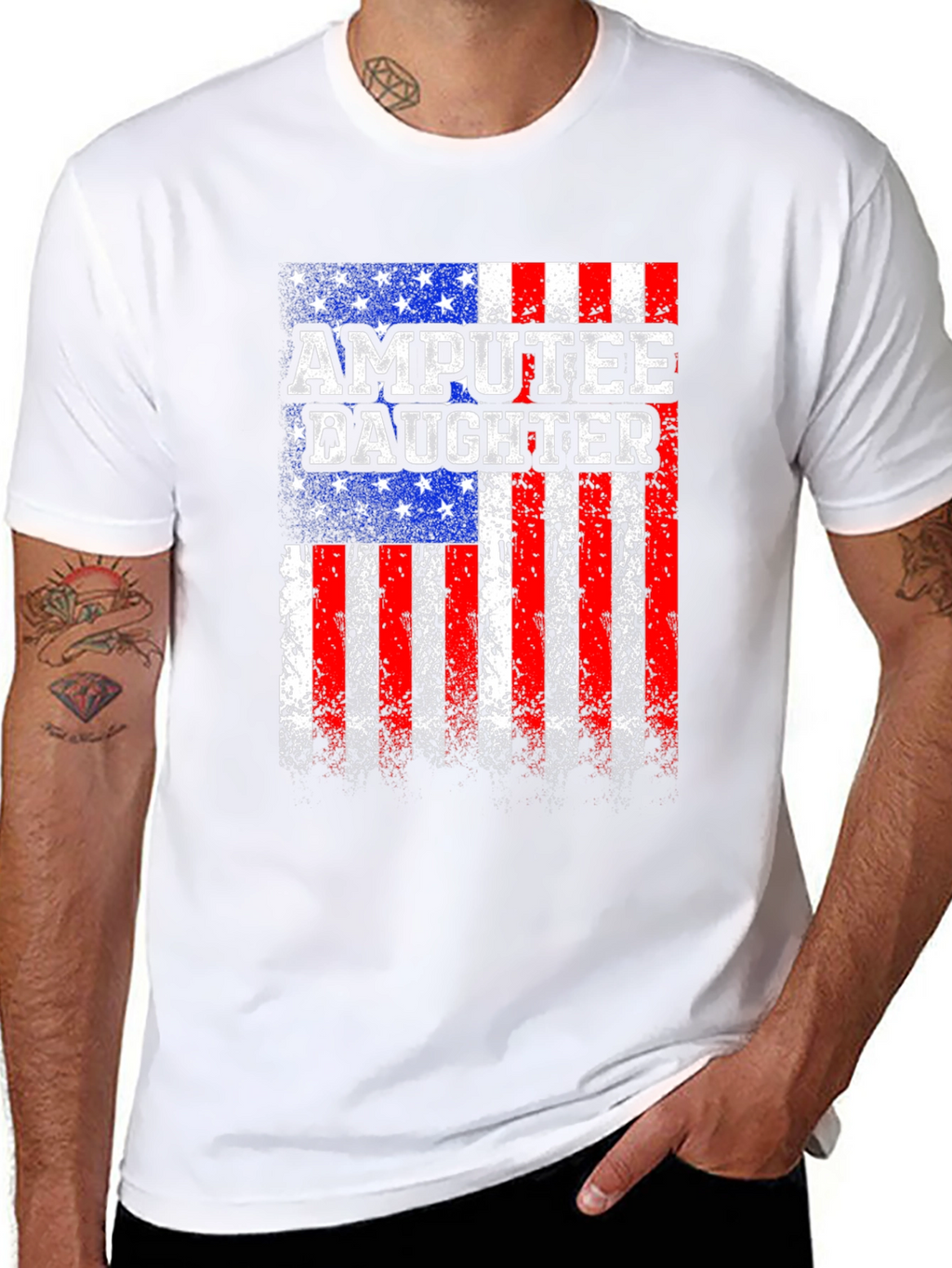 Amputee Daughter Patriotic USA Flag T-Shirt