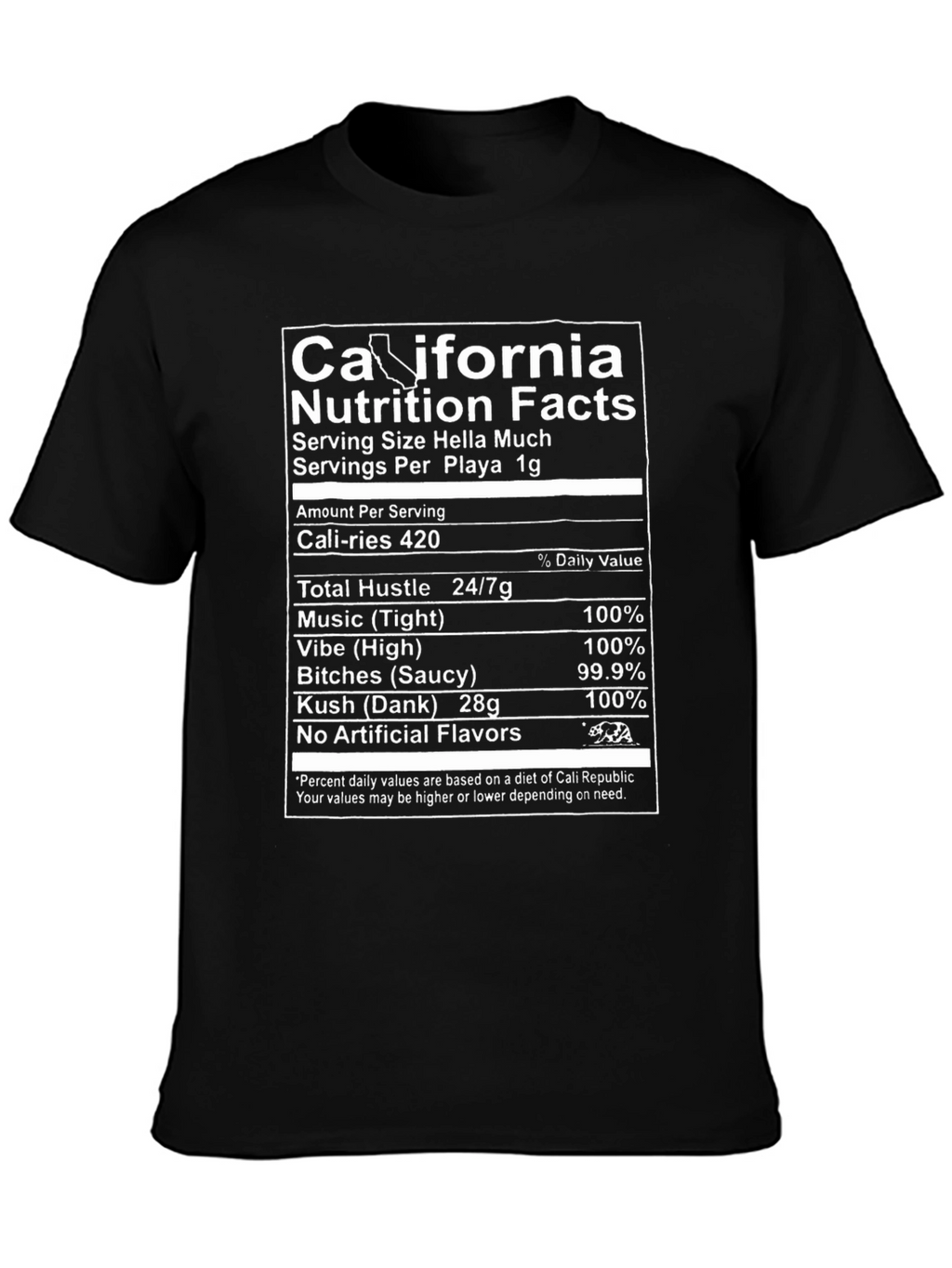 California Nutrition Facts Novelty T-Shirt