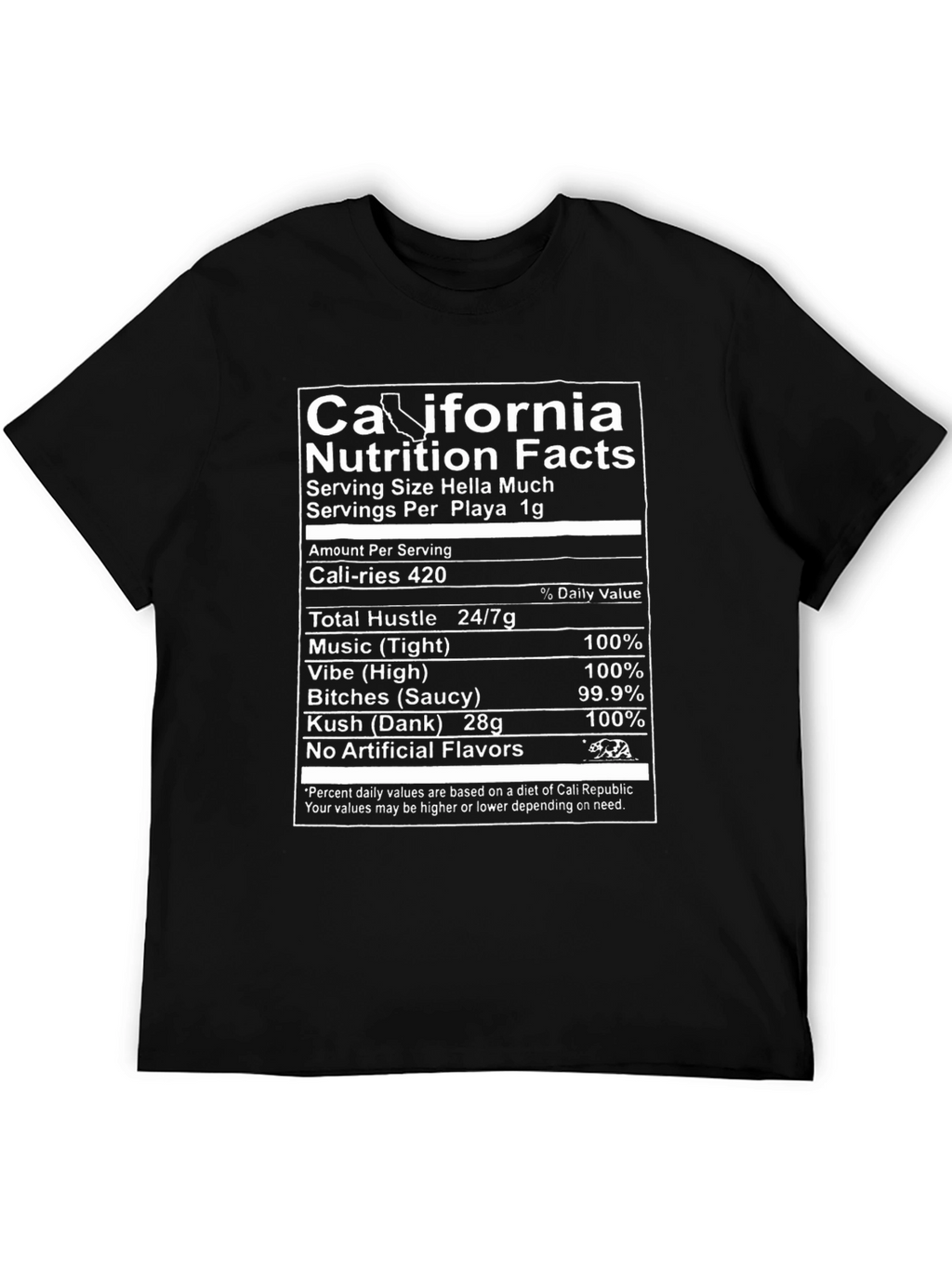 California Nutrition Facts Novelty T-Shirt
