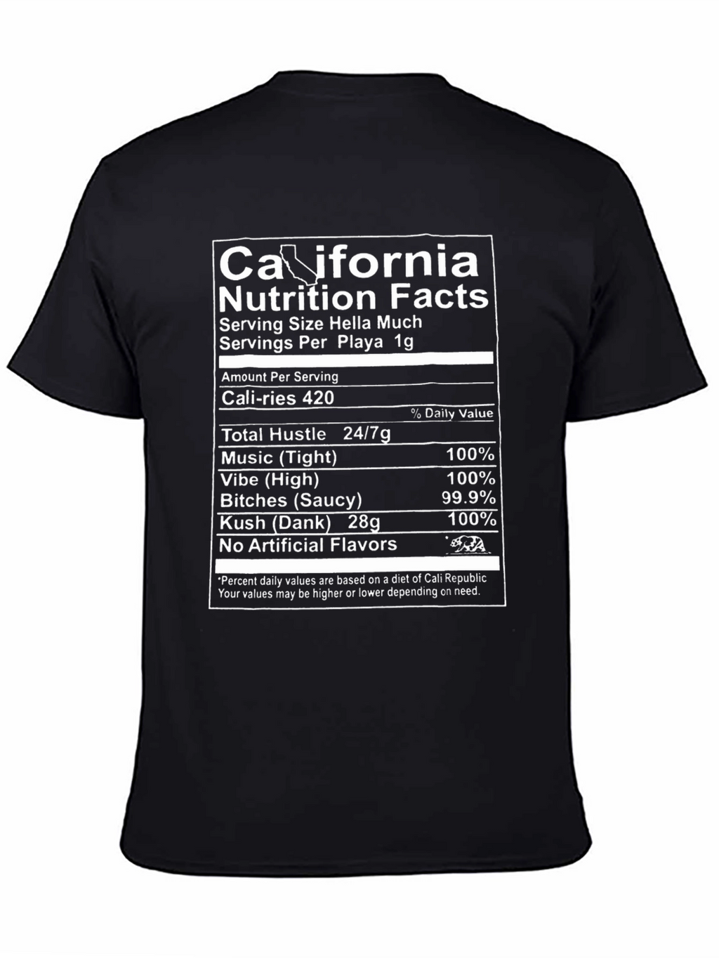 California Nutrition Facts Novelty T-Shirt