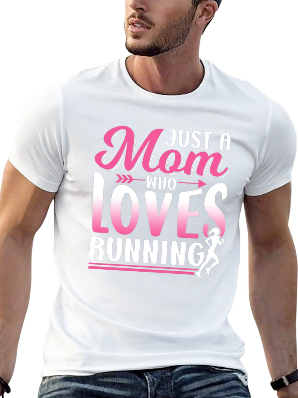 Just a Mom Who Loves Running Black T-Shirt