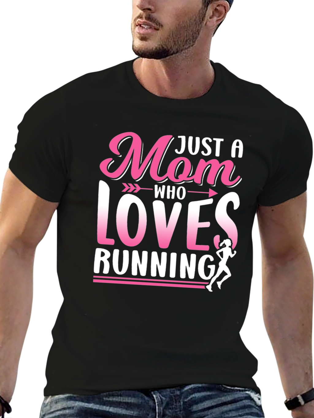 Just a Mom Who Loves Running Black T-Shirt