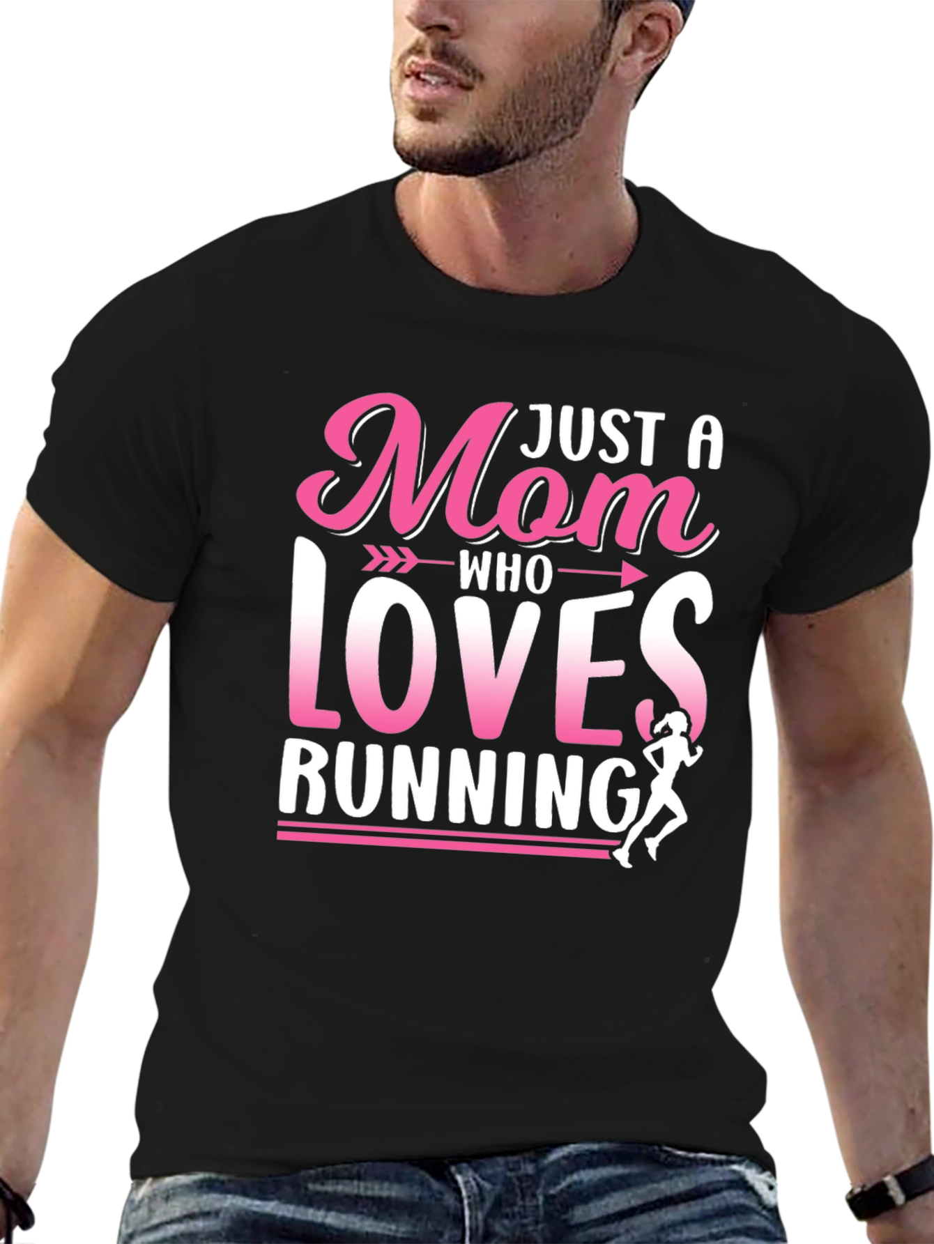 Just a Mom Who Loves Running Black T-Shirt