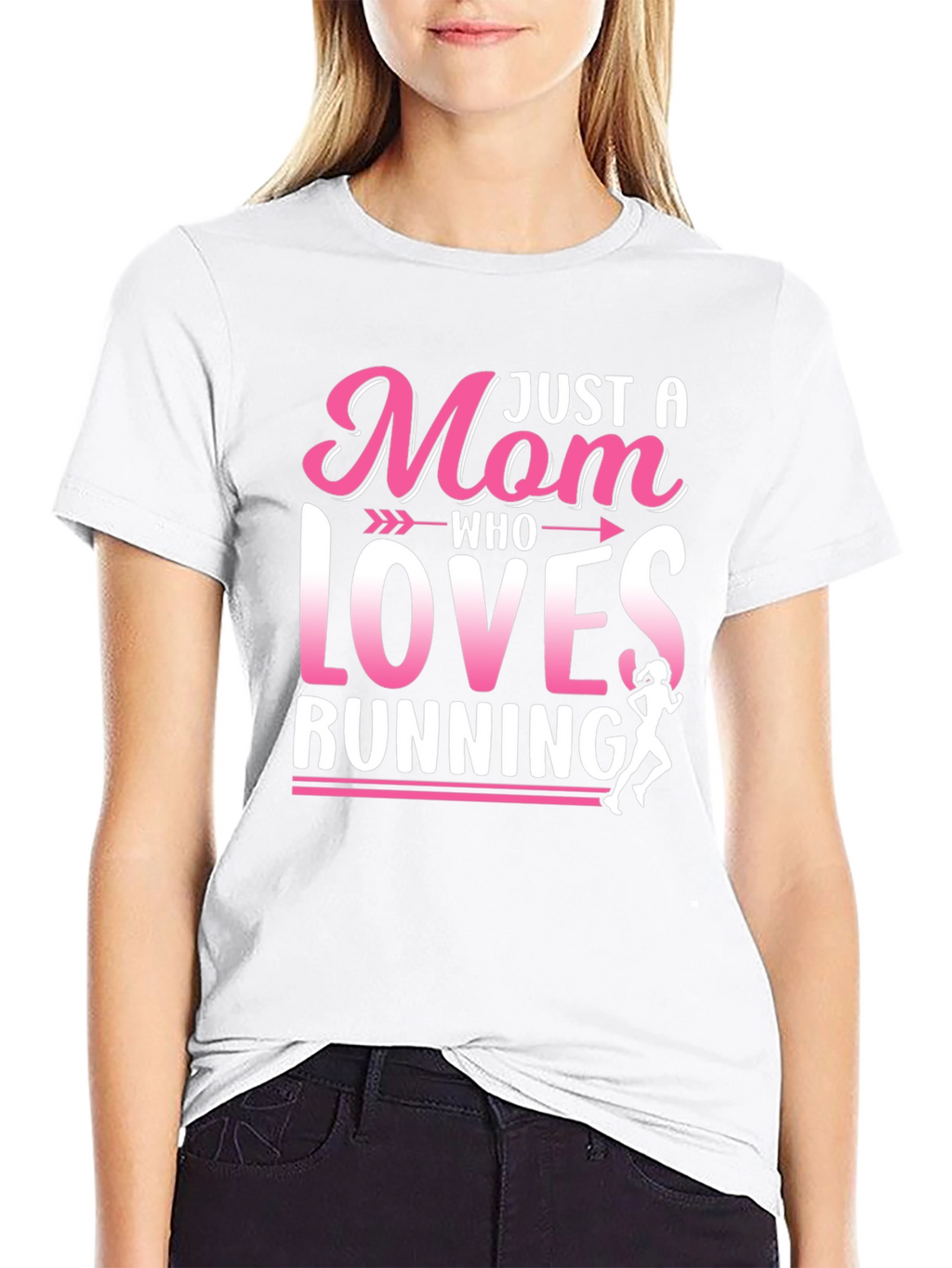 Just a Mom Who Loves Running Black T-Shirt