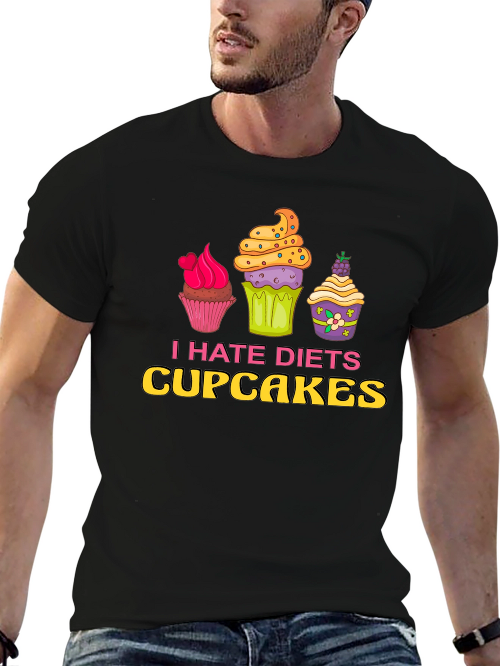 I Hate Diets Cupcakes Funny Graphic T-Shirt