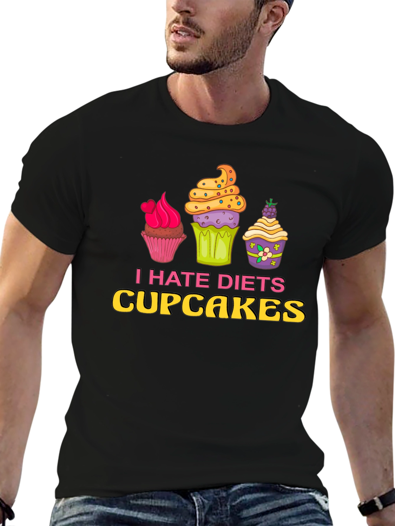 I Hate Diets Cupcakes Funny Graphic T-Shirt