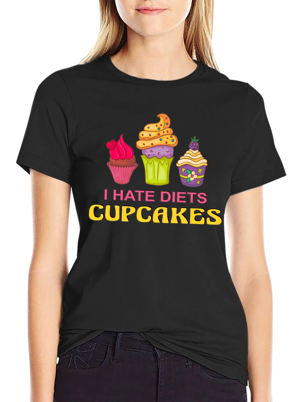 I Hate Diets Cupcakes Funny Graphic T-Shirt