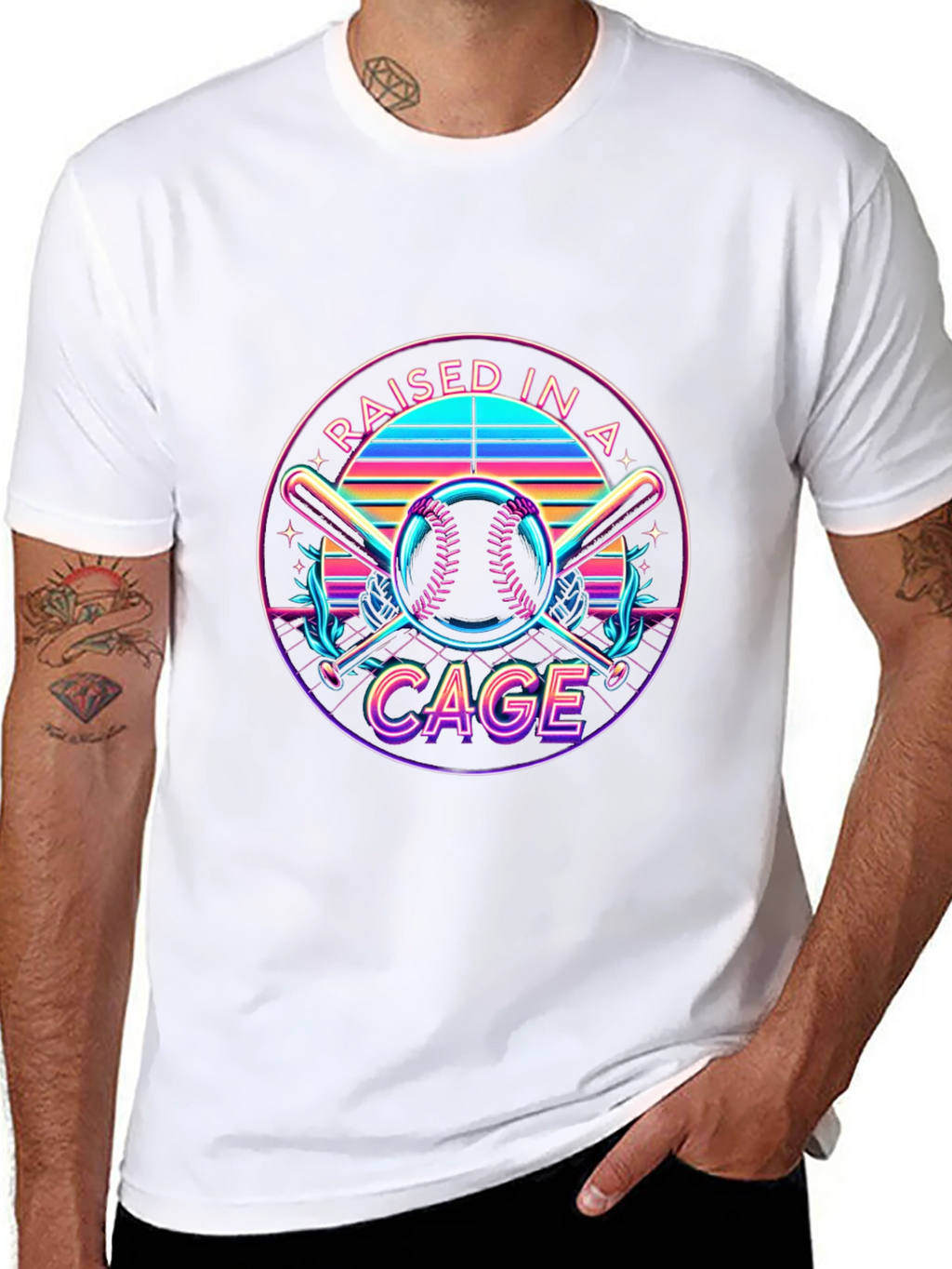 Raised in a Cage Retro Baseball T-Shirt