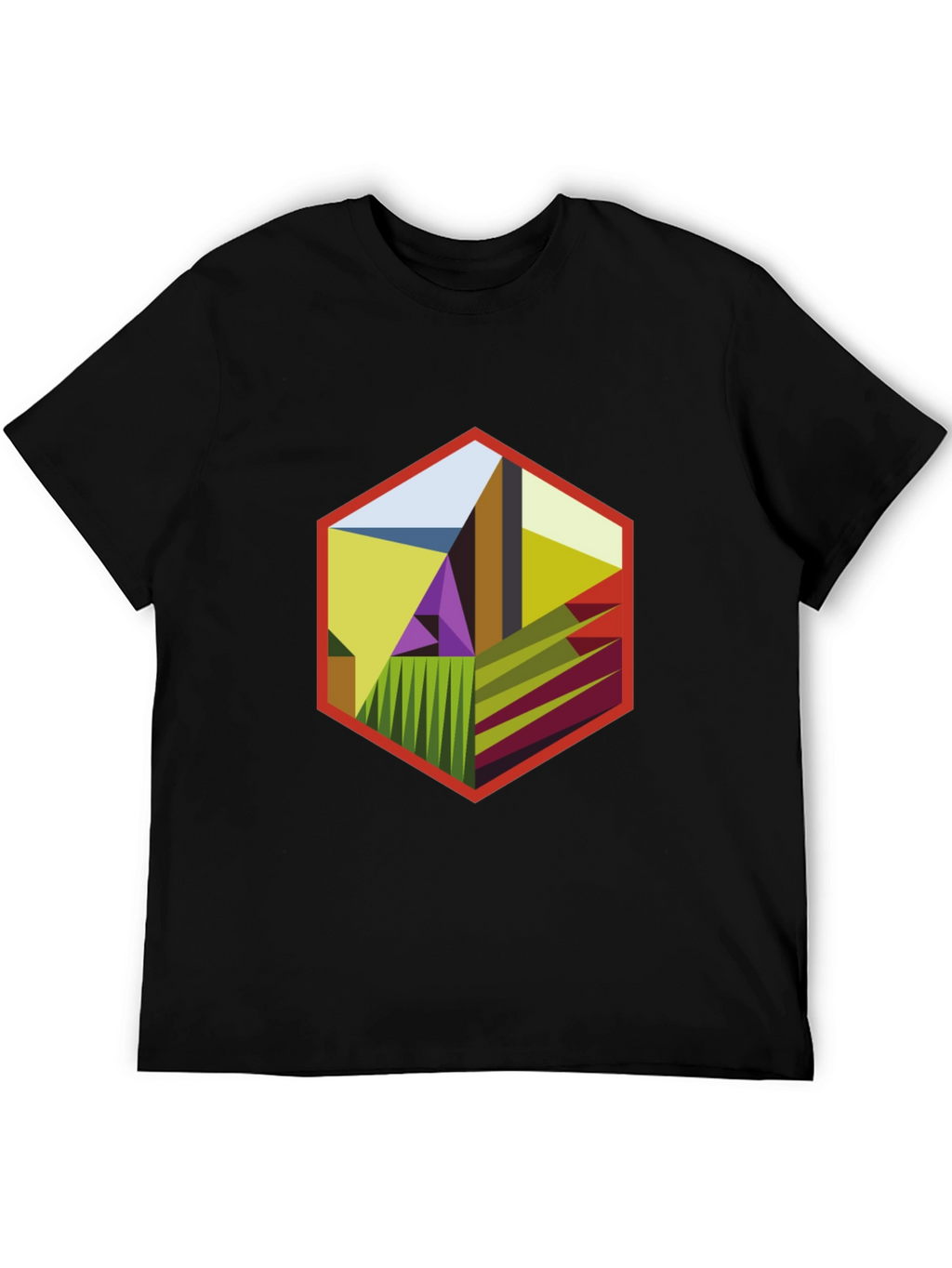 Abstract Hexagon Graphic T-Shirt - Modern Art Tee
