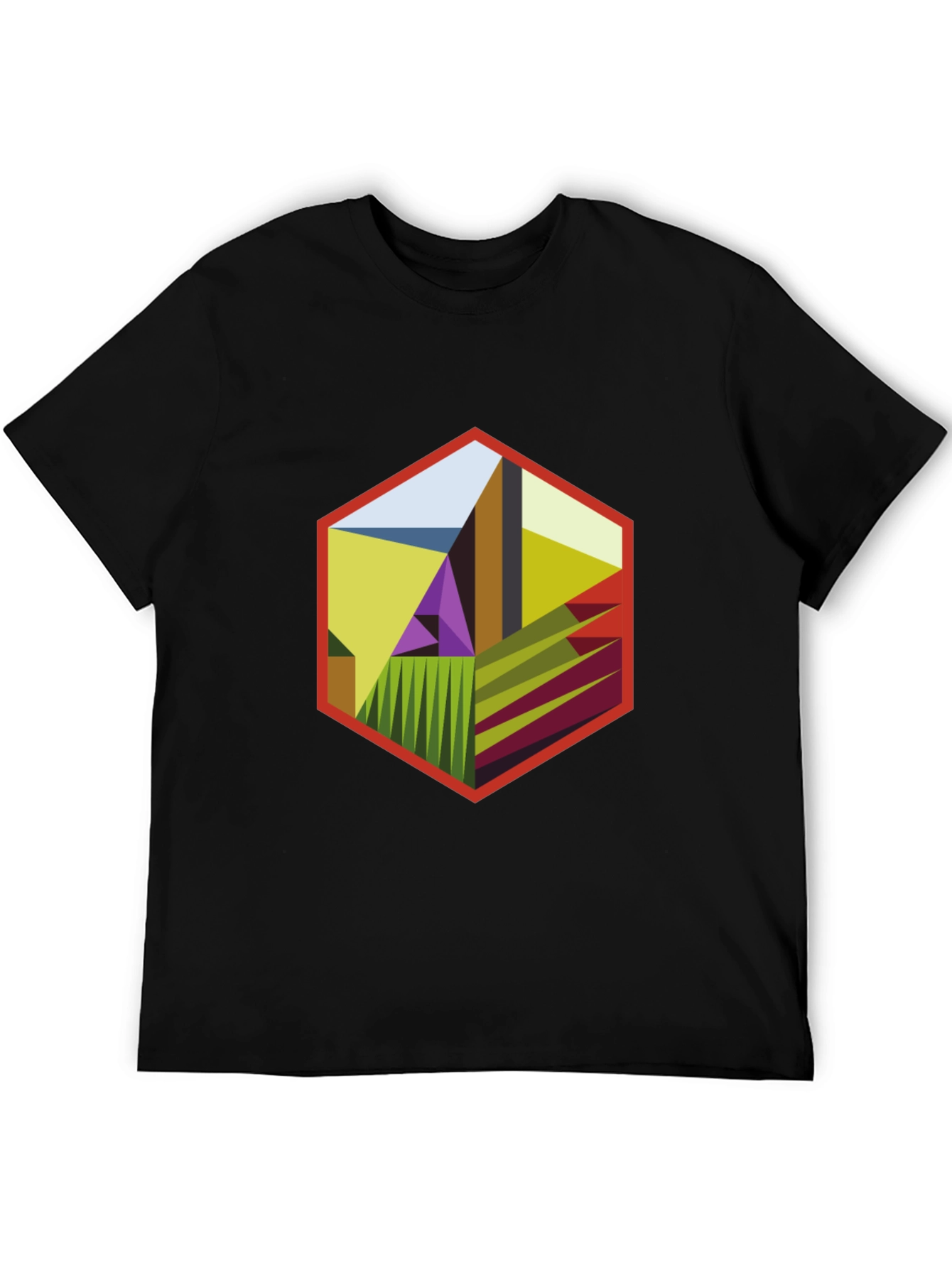 Abstract Hexagon Graphic T-Shirt - Modern Art Tee