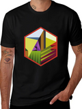 Abstract Hexagon Graphic T-Shirt - Modern Art Tee