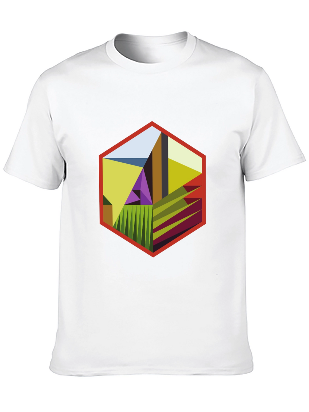 Abstract Hexagon Graphic T-Shirt - Modern Art Tee