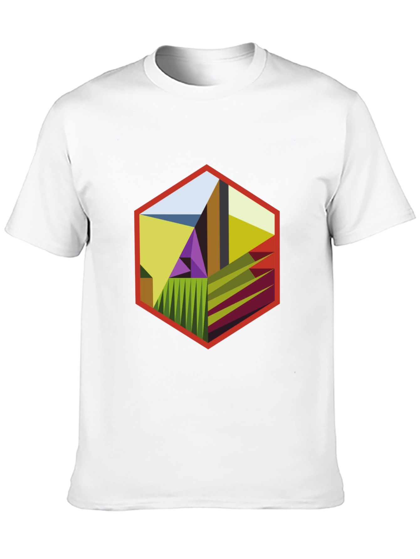 Abstract Hexagon Graphic T-Shirt - Modern Art Tee