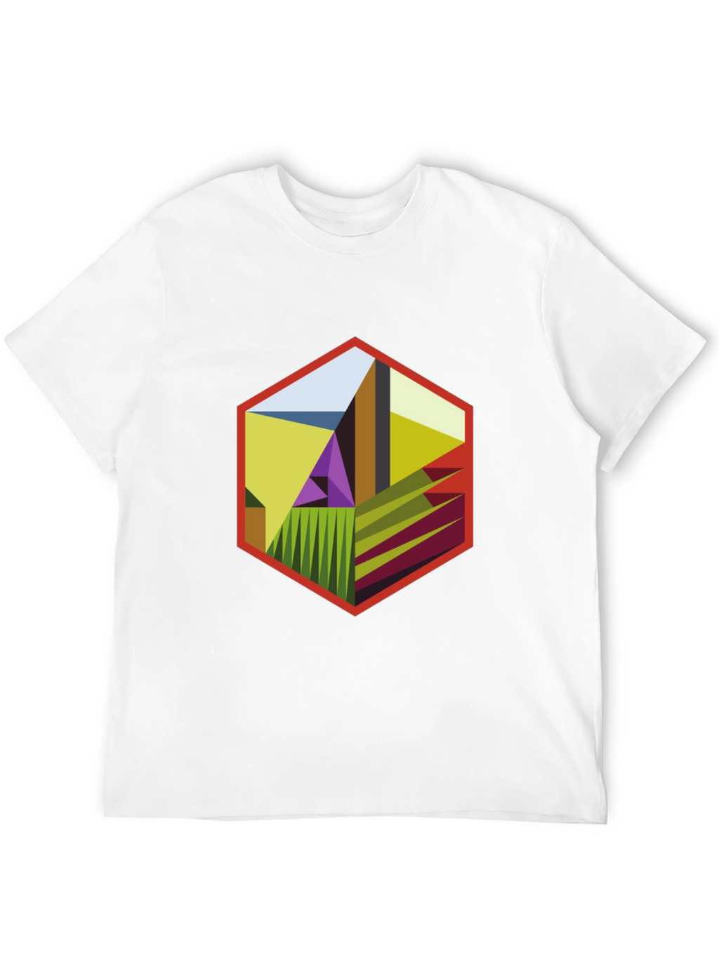 Abstract Hexagon Graphic T-Shirt - Modern Art Tee