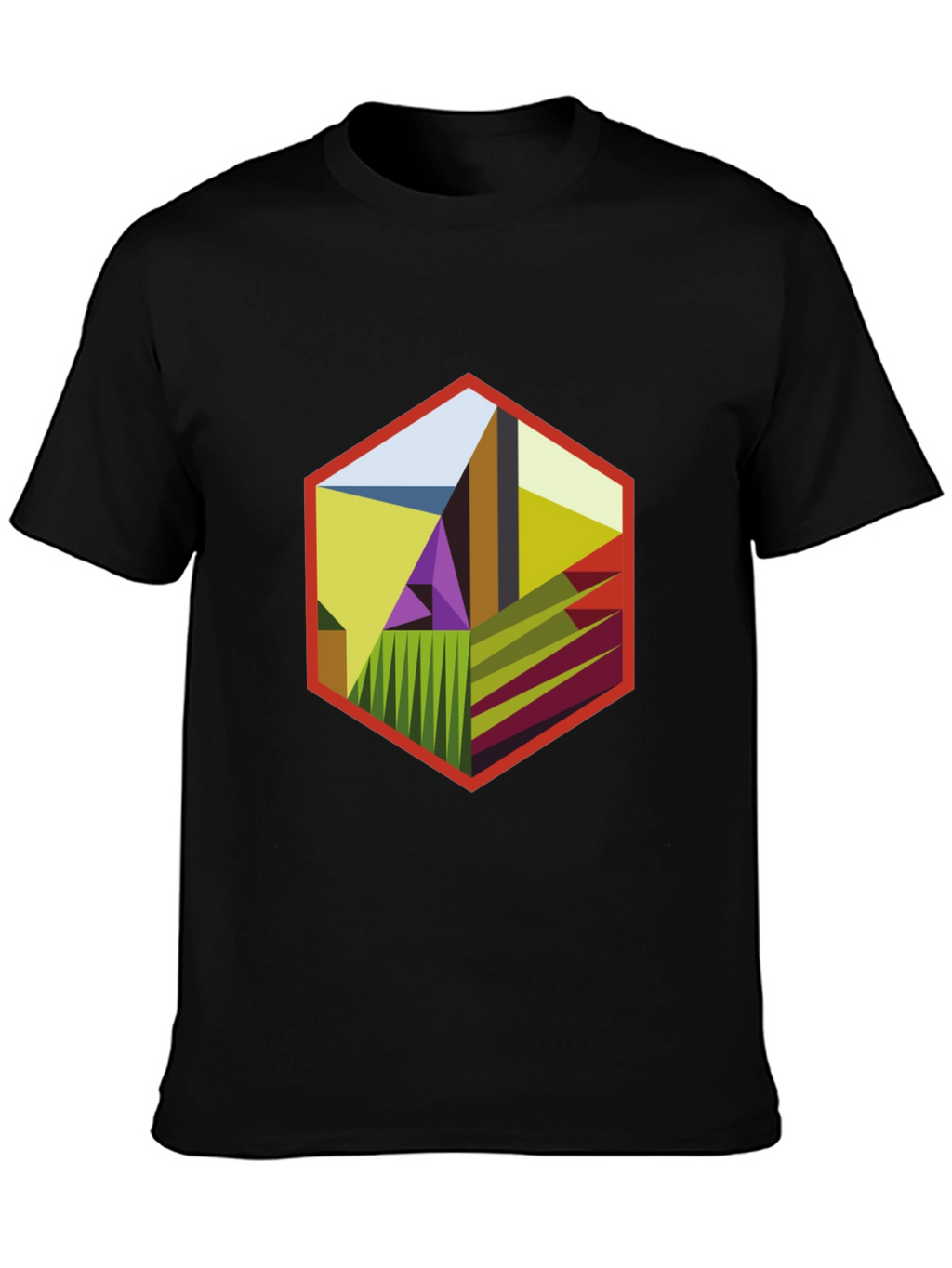 Abstract Hexagon Graphic T-Shirt - Modern Art Tee