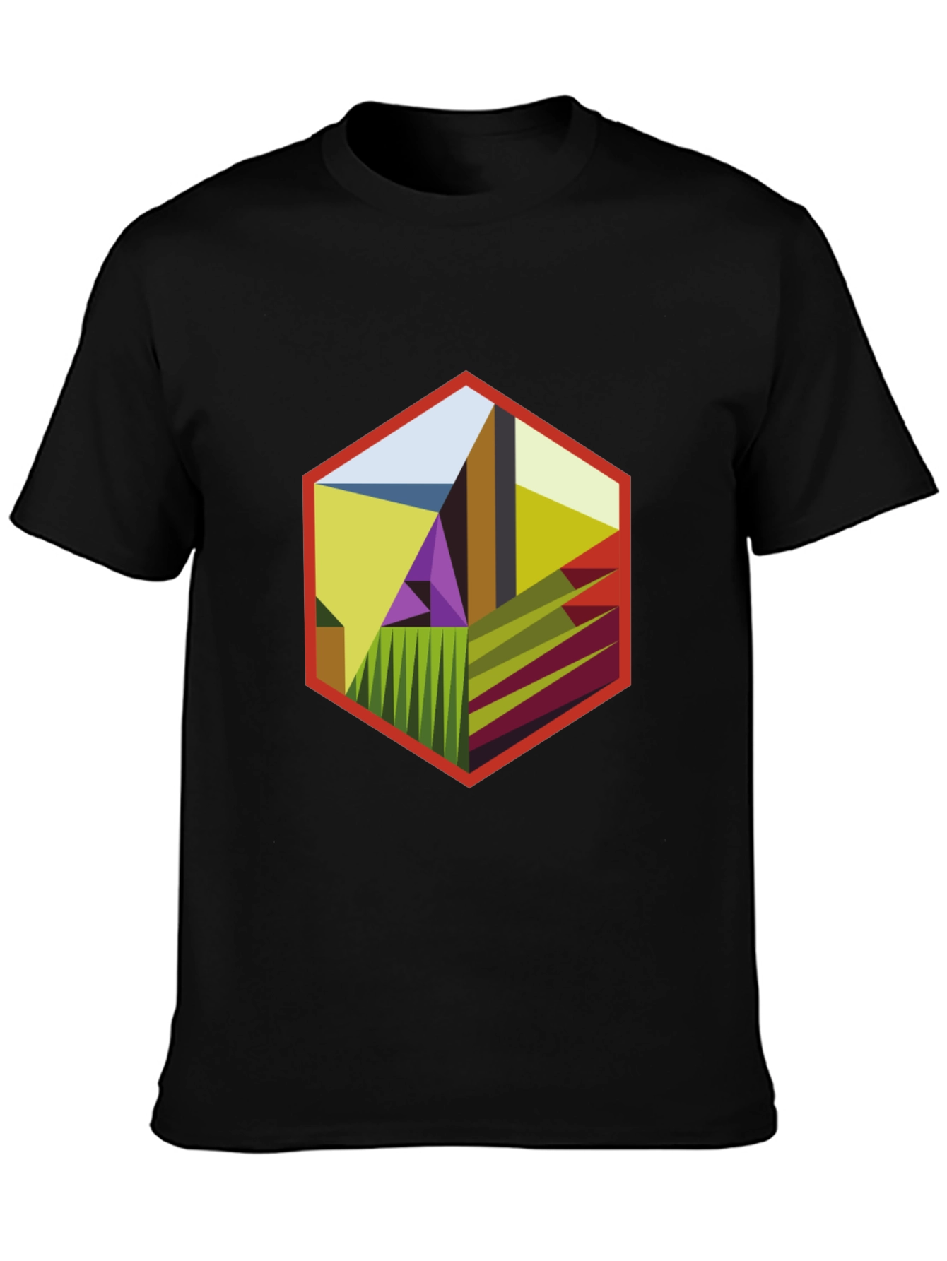 Abstract Hexagon Graphic T-Shirt - Modern Art Tee