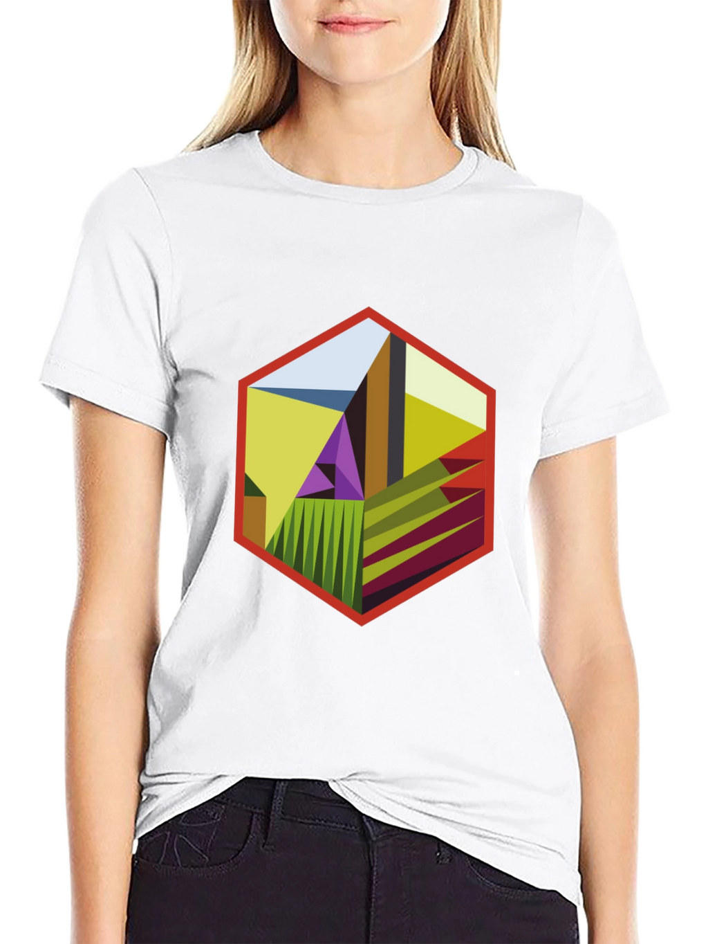 Abstract Hexagon Graphic T-Shirt - Modern Art Tee